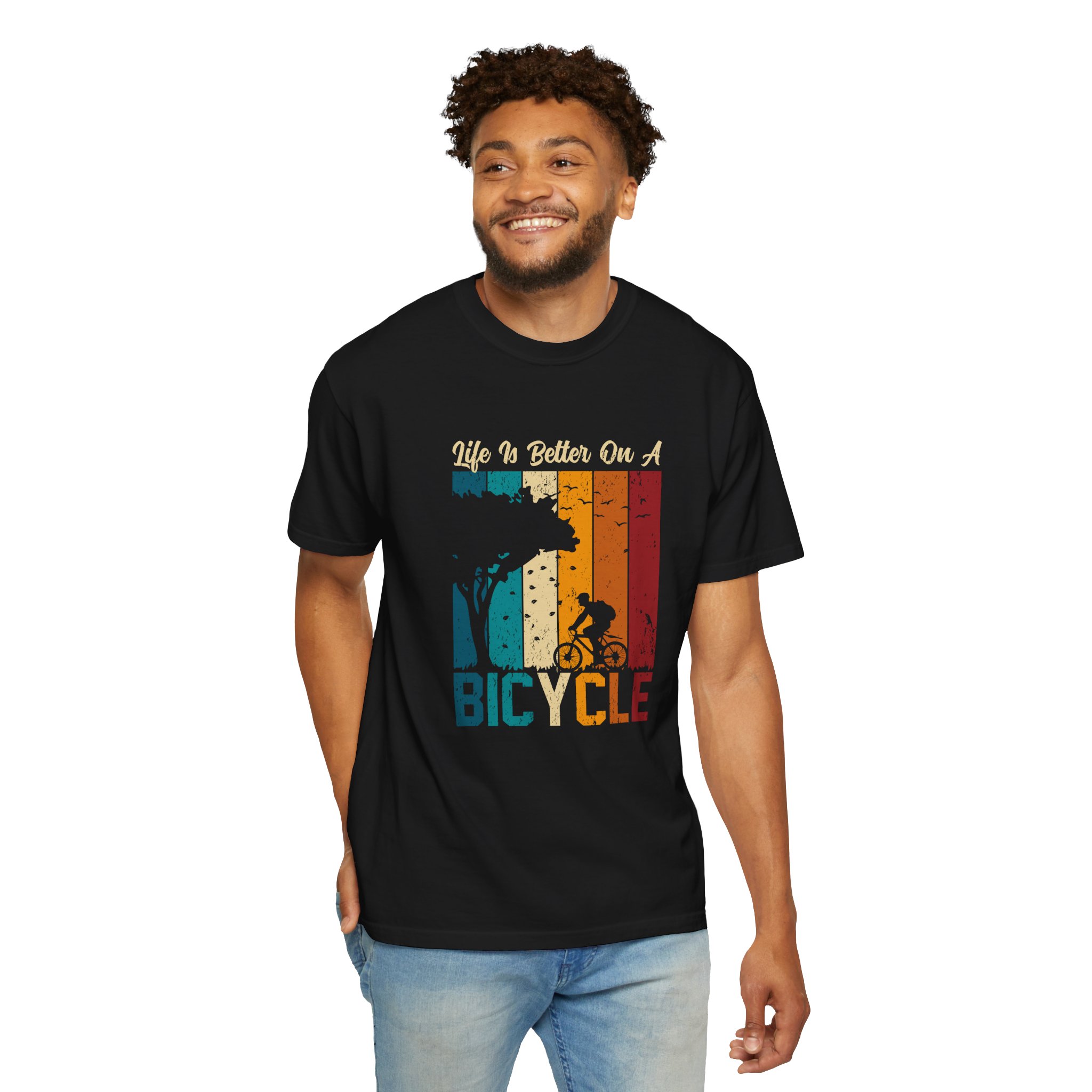 Bicycle Adventure T-Shirt, Unisex Garment-Dyed Tee for Cycling Enthusiasts, Perfect Gift for Riders, Eco-Friendly Apparel, Summer Outing Top. - Image 22