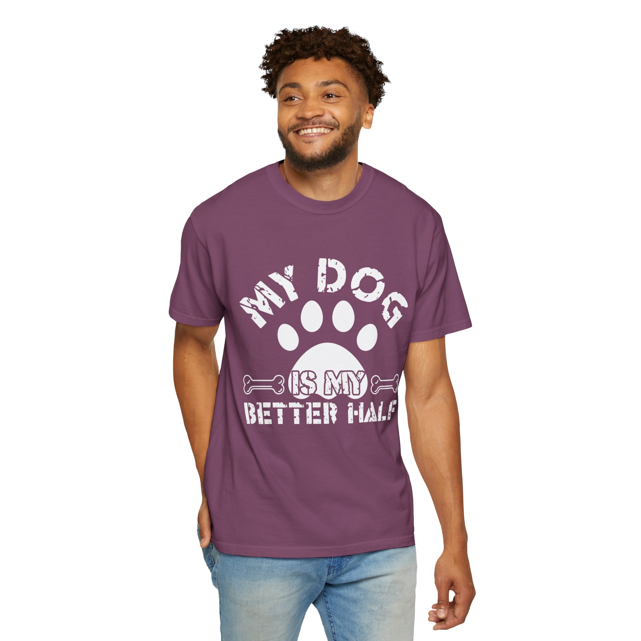 Dog Lover T-Shirt — "My Dog Is My Better Half" Paw Print Tee. - Image 54