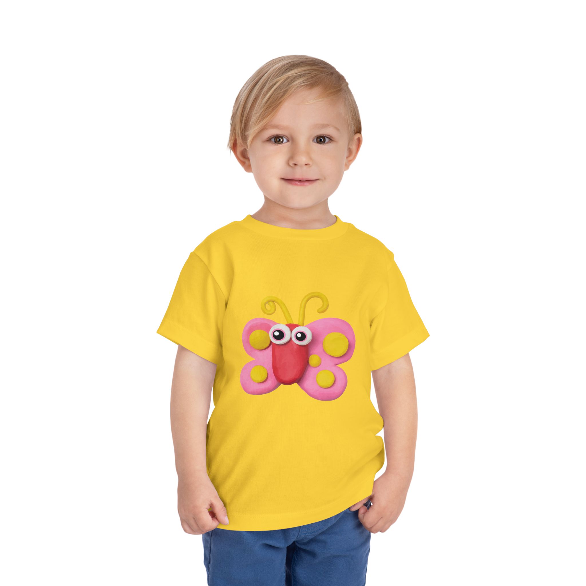 Cute Pink Clay Butterfly Toddler T-Shirt – Adorable Butterfly Graphic Tee for Kids, Boys & Girls. - Image 15