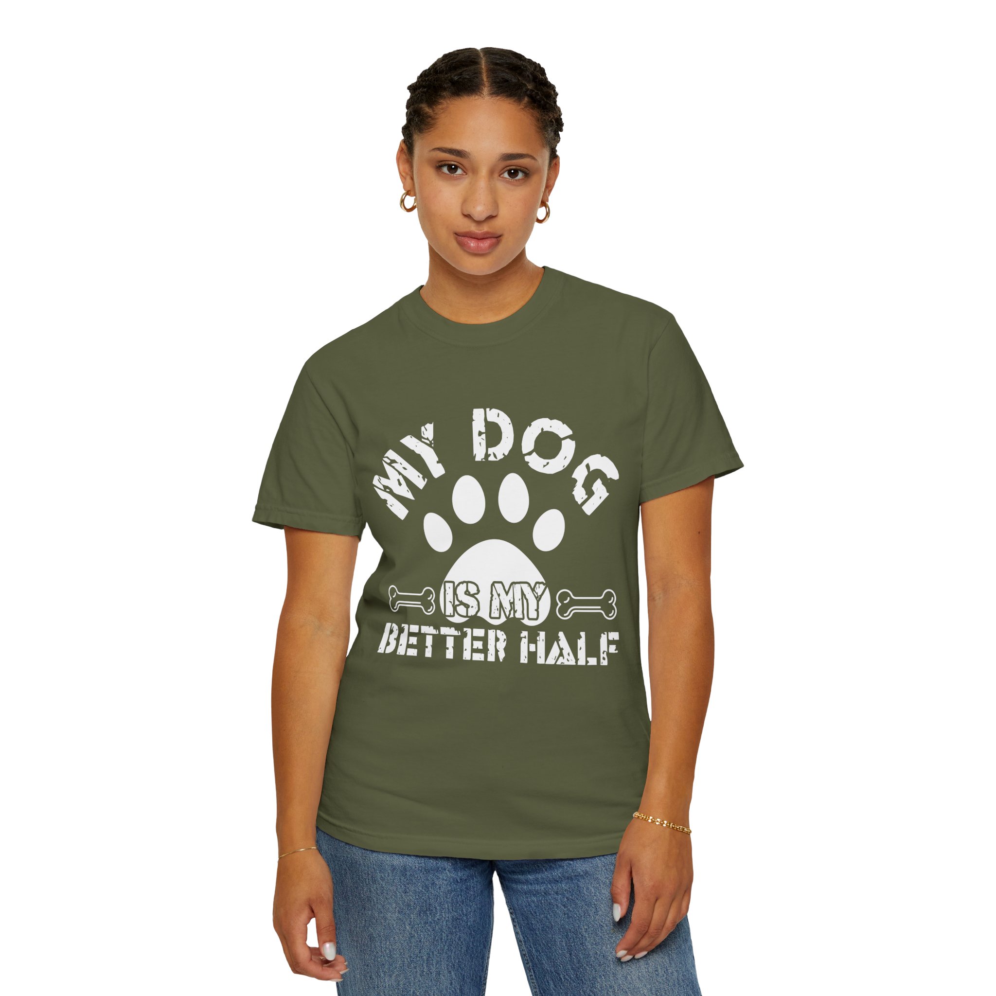 Dog Lover T-Shirt — "My Dog Is My Better Half" Paw Print Tee. - Image 12