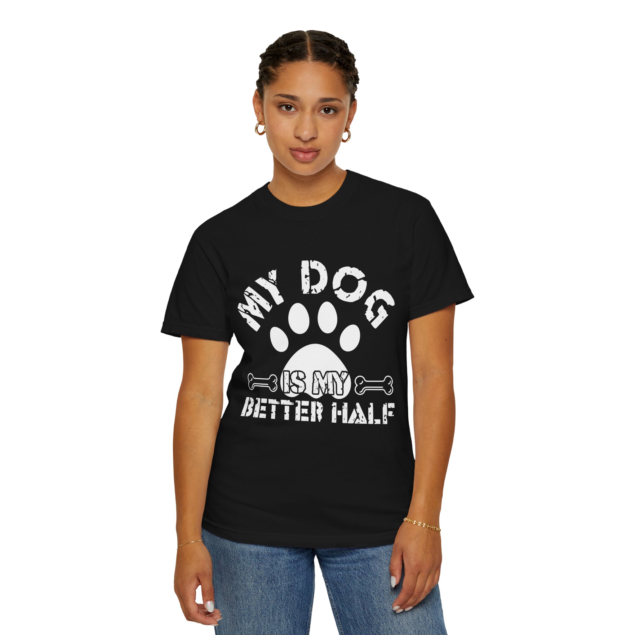 Dog Lover T-Shirt — "My Dog Is My Better Half" Paw Print Tee. - Image 36