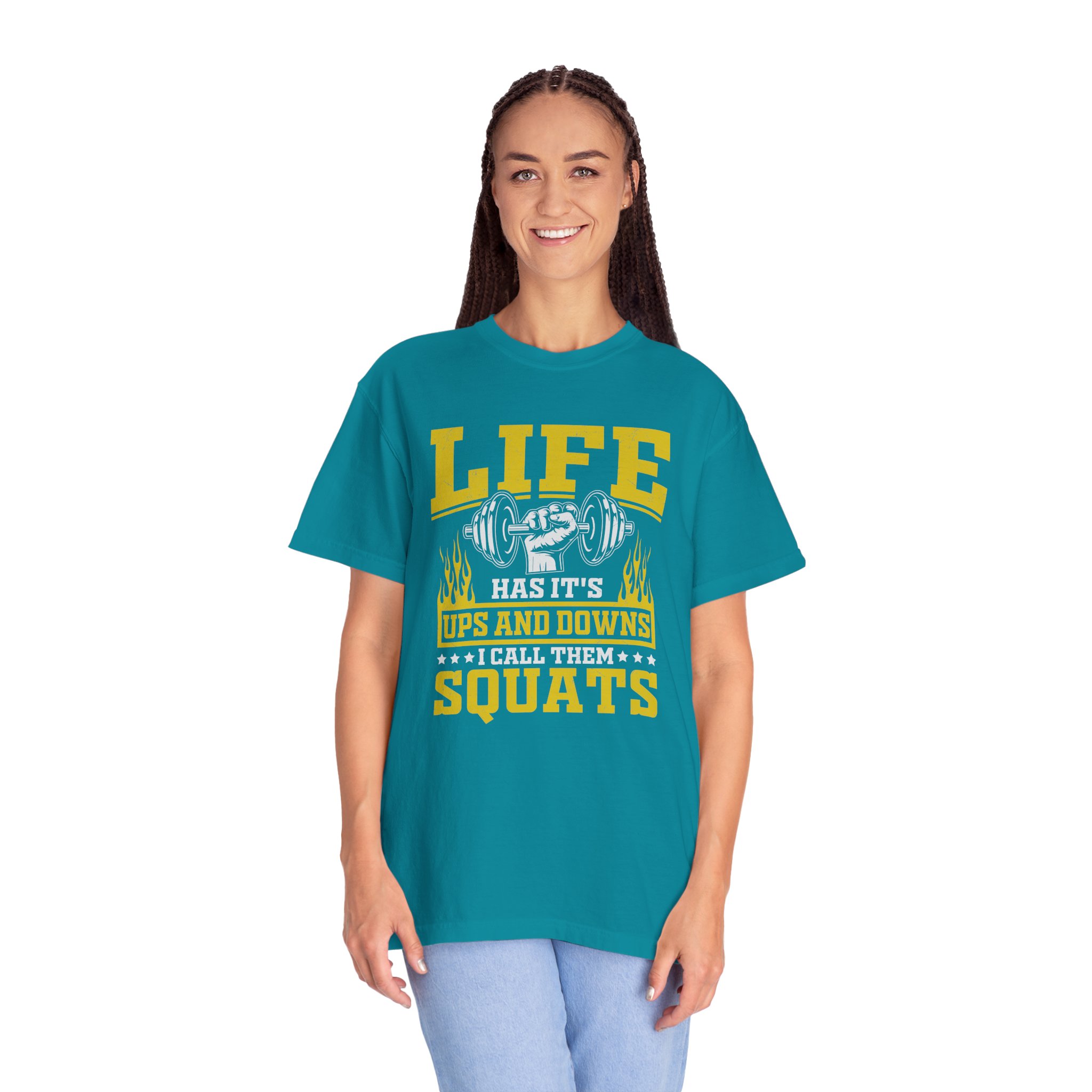 b2 - 6.10 - Life Has Its Ups and Downs I Call Them Squats T-Shirt – Funny Gym Graphic Tee for Fitness Humor & Leg Day Motivation. - Image 27