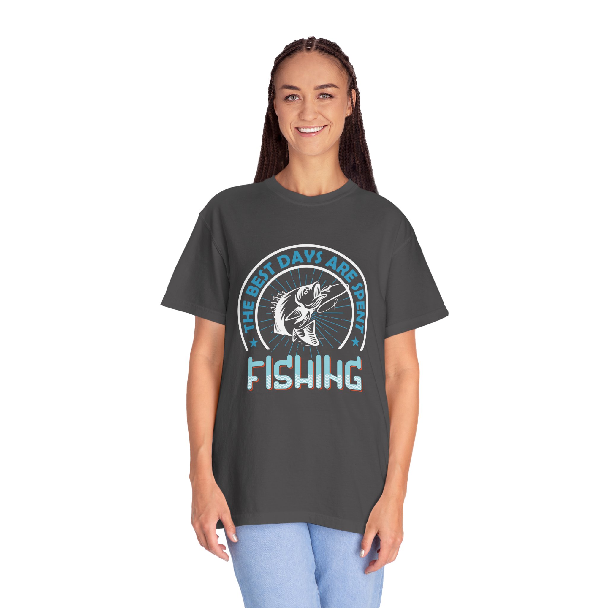 Fishing Enthusiast Garment-Dyed T-Shirt, Casual Wear, Gift for Dad, Outdoor Apparel, Eco-Friendly Fishing Shirt, Summer Fashion. - Image 3