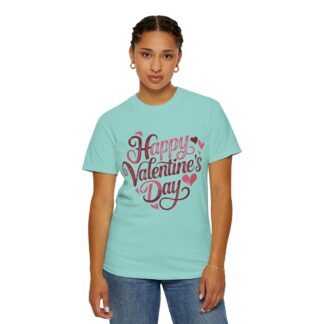 Happy Valentine’s Day Heart Script T-Shirt – Romantic Love Graphic Tee for Couples, Gift Giving & Festive Celebration. - Image 4