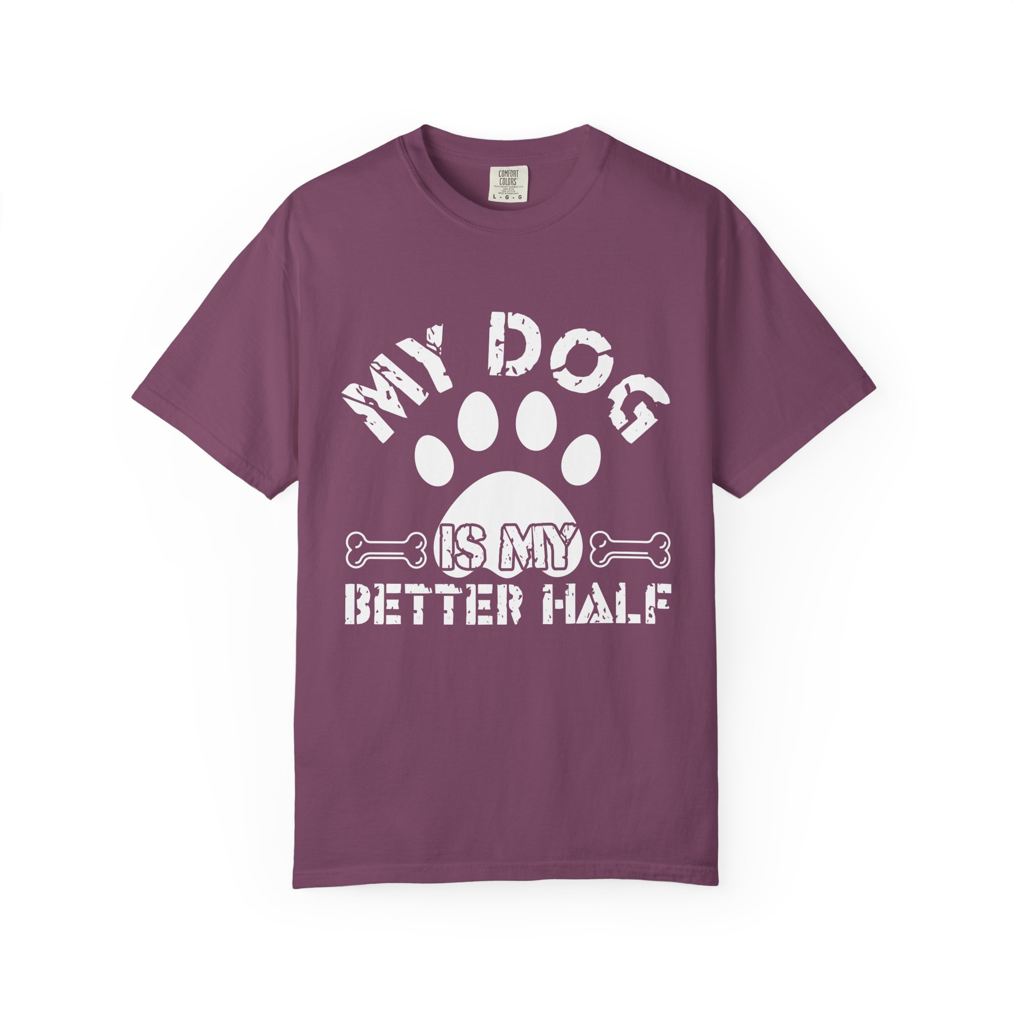 Dog Lover T-Shirt — "My Dog Is My Better Half" Paw Print Tee. - Image 49