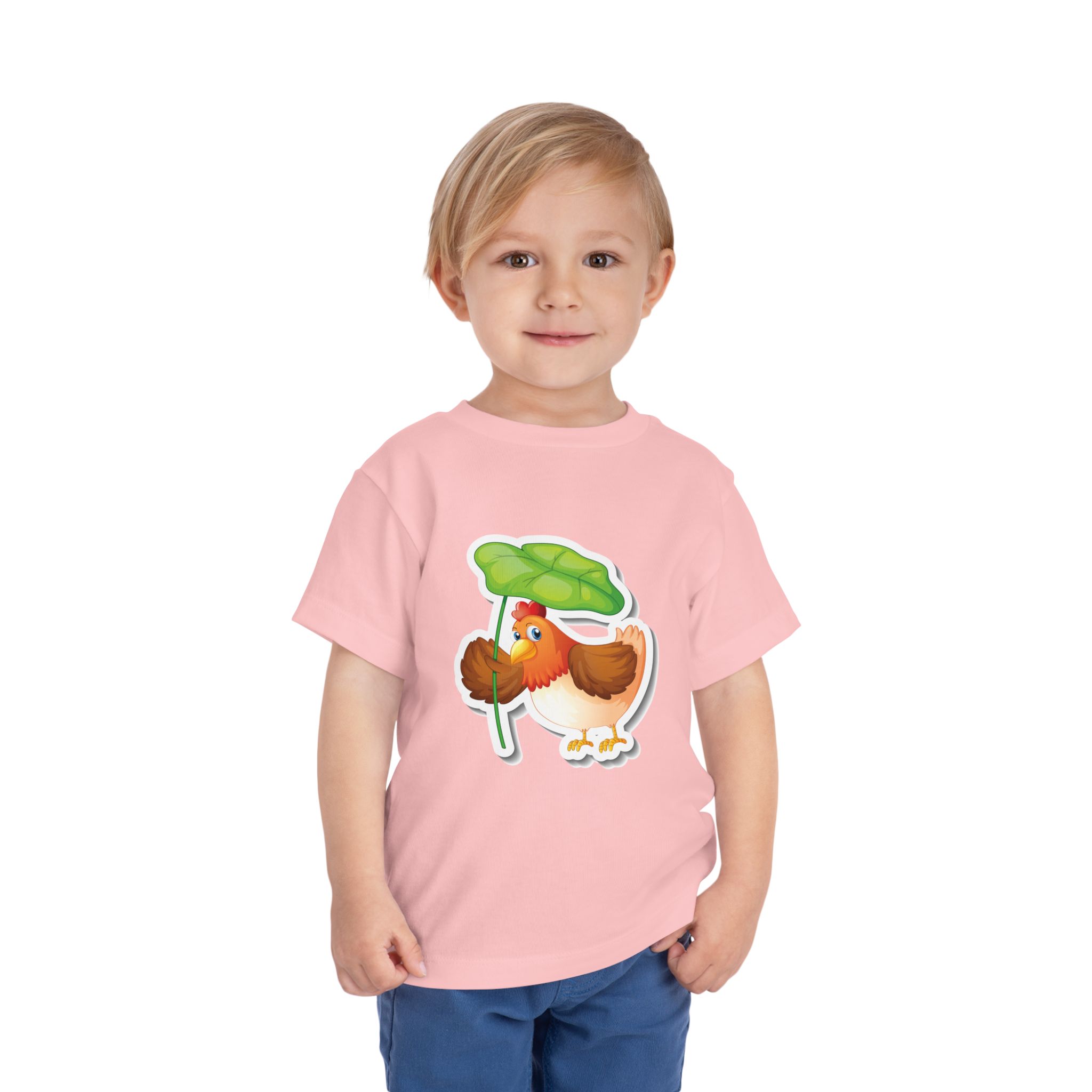 Cute Chick with Leaf Toddler T-Shirt – Adorable Baby Bird Graphic Tee for Kids, Boys & Girls. - Image 3