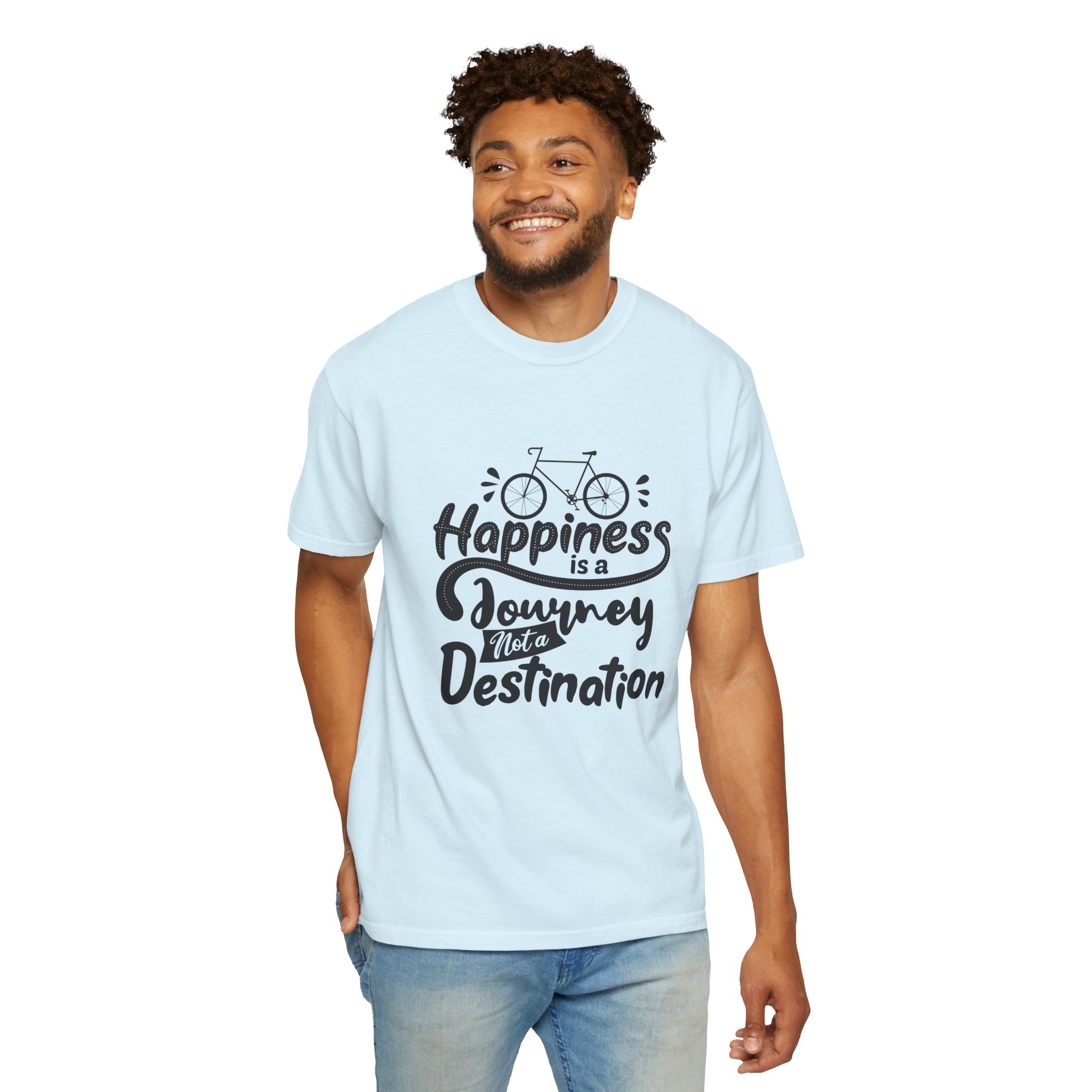 Inspirational T-Shirt, Happiness Journey Tee, Bike Lovers Gift, Casual Wear, Motivational Apparel, Adventure Clothing. - Image 6