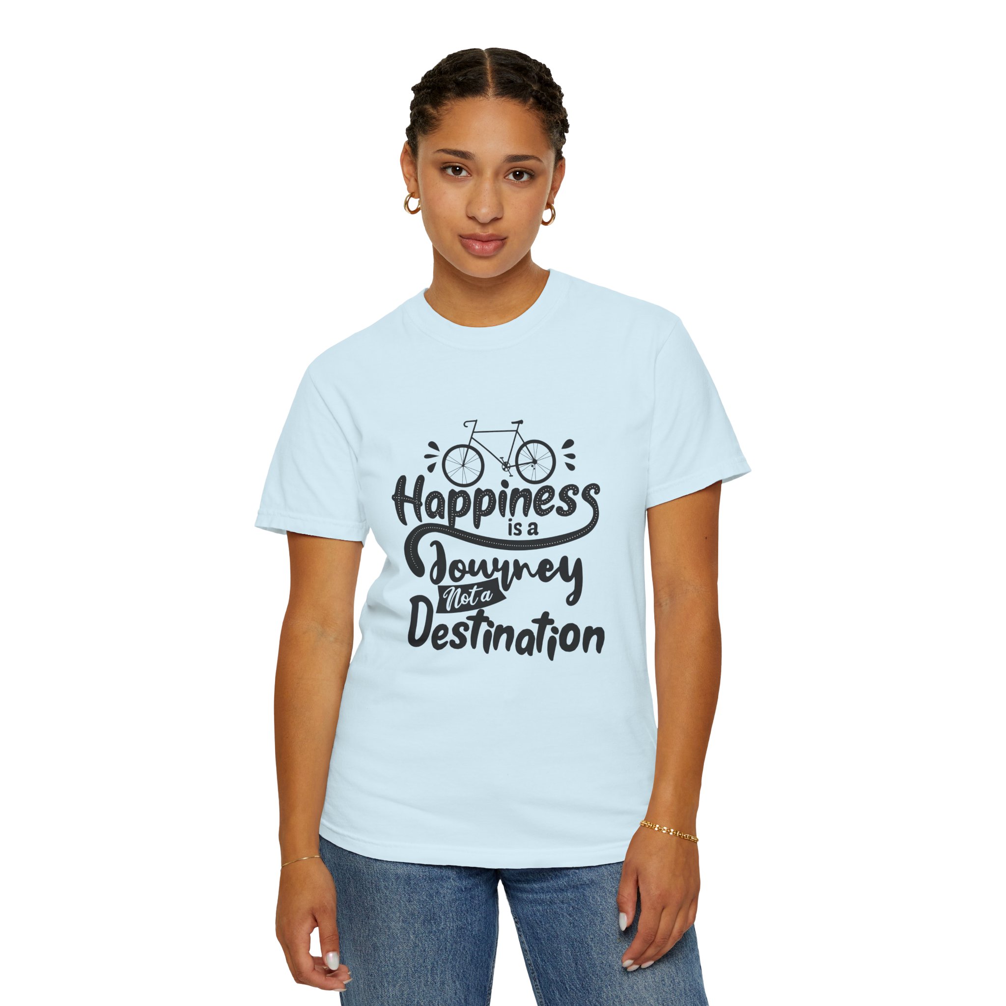 Inspirational T-Shirt, Happiness Journey Tee, Bike Lovers Gift, Casual Wear, Motivational Apparel, Adventure Clothing. - Image 4