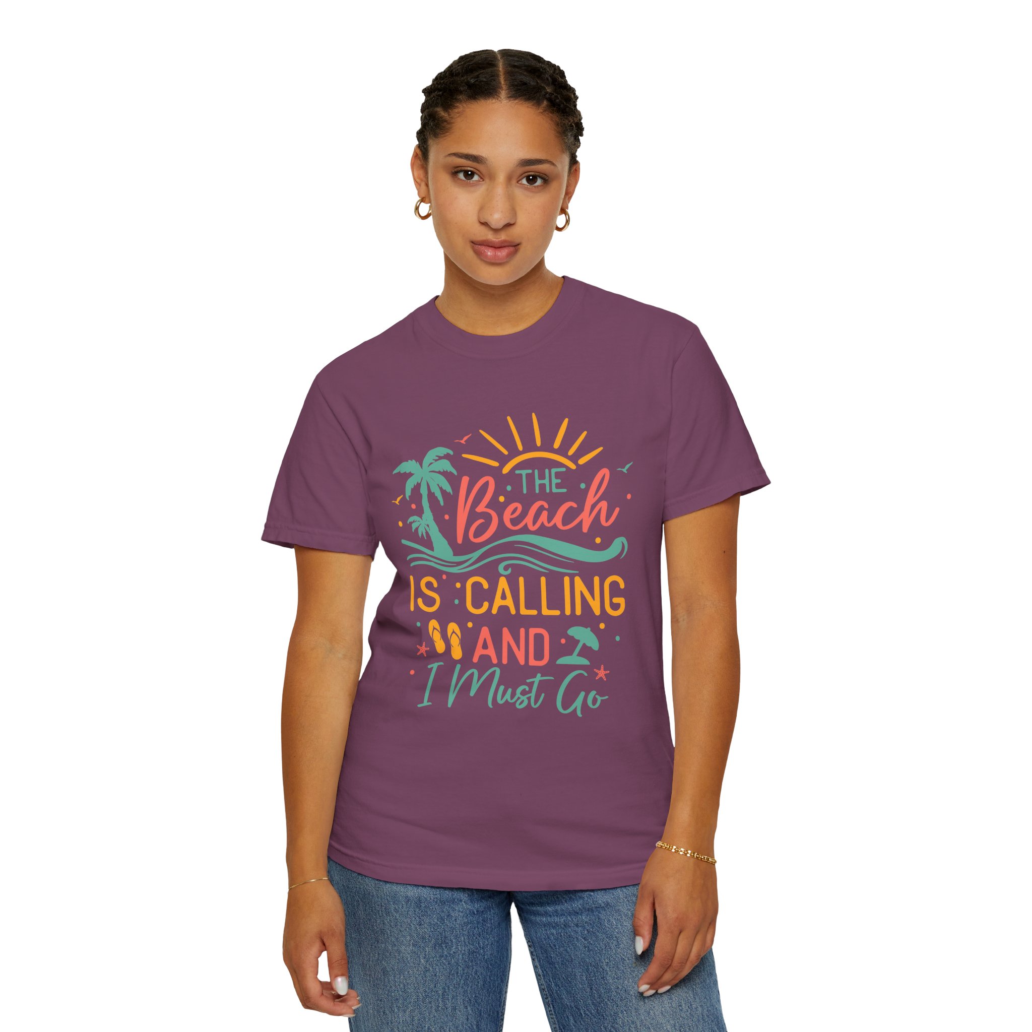 C - 13.4 - Beach-Themed Garment-Dyed T-Shirt, Summer Tee, Vacation Shirt, Gift for Beach Lovers, Casual Wear, Fun Summer Outfit. - Image 36