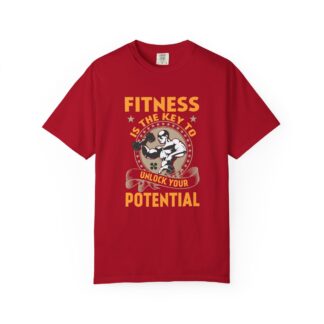 Fitness Is the Key to Unlock Your Potential T-Shirt – Motivational Gym Graphic Tee for Athletes, Strength & Peak Performance.