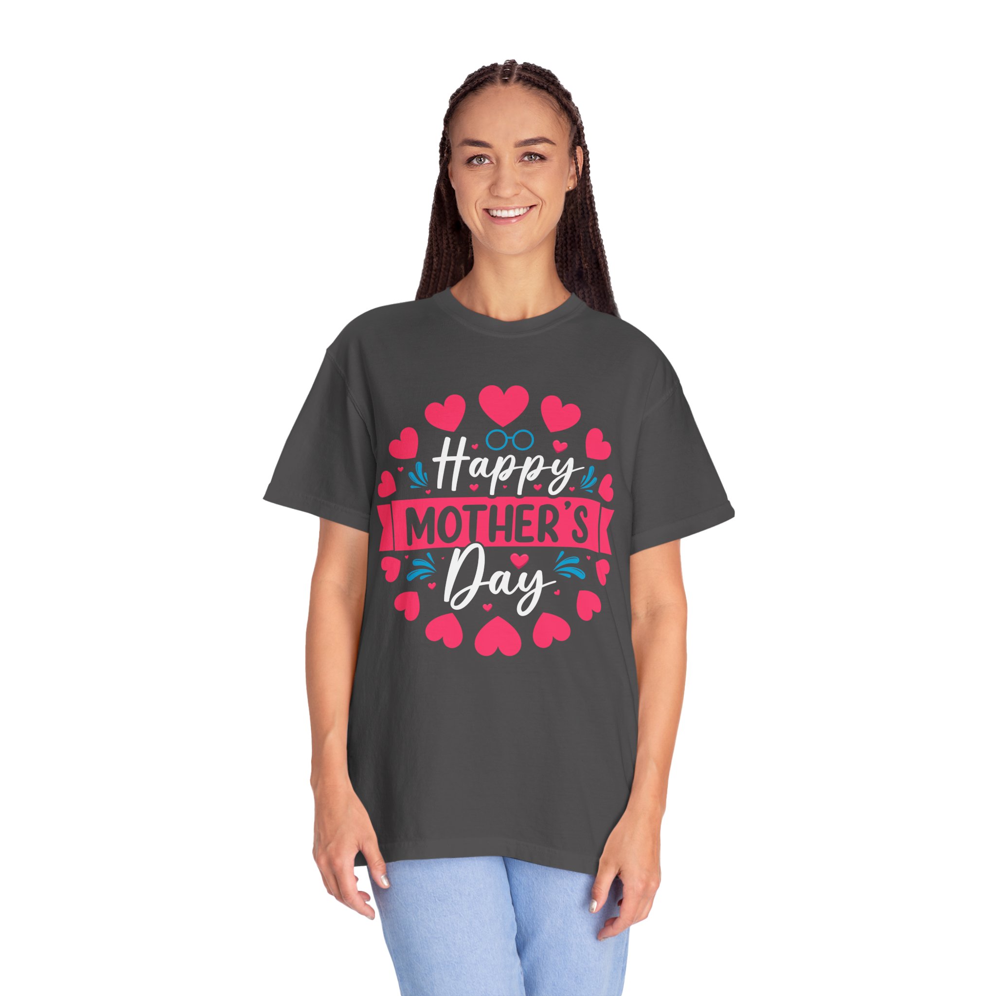 Happy Mother’s Day Floral Heart T-Shirt – Cute Love Graphic Tee for Moms, Perfect Gift Giving & Celebration Wear. - Image 3