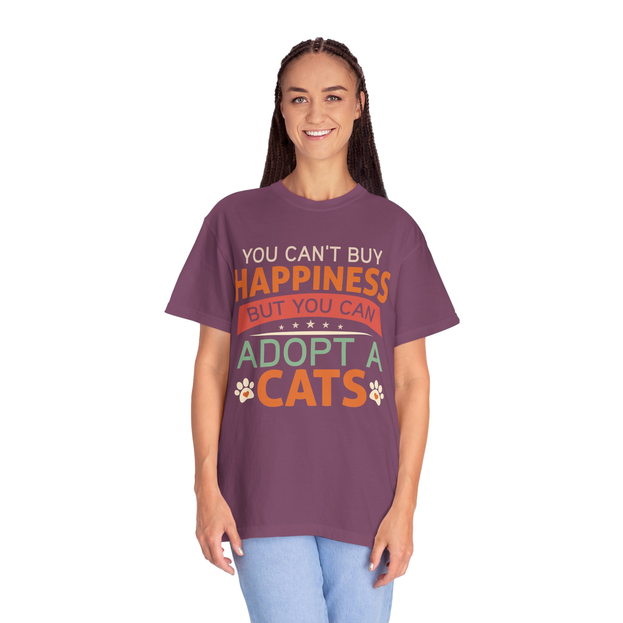 b2 - 5.16 - You Can’t Buy Happiness But You Can Adopt a Cat T-Shirt – Rescue Cat Lover Graphic Tee for Adoption Awareness & Heartwarming Pet Vibes. - Image 43