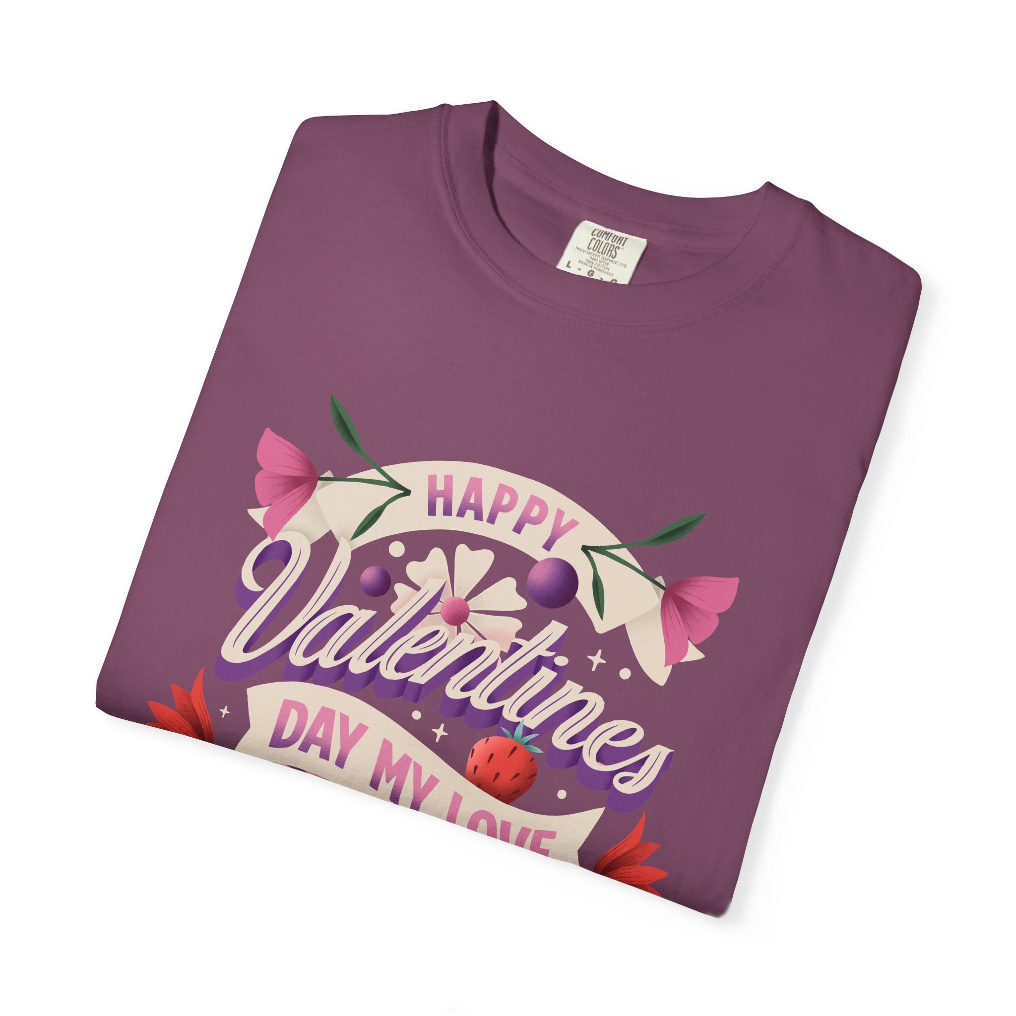 Valentine's Day Unisex T-Shirt, Cute Love Shirt, Garment Dyed Tee, Valentine's Gift, Couple's Apparel, Floral Design - Image 47