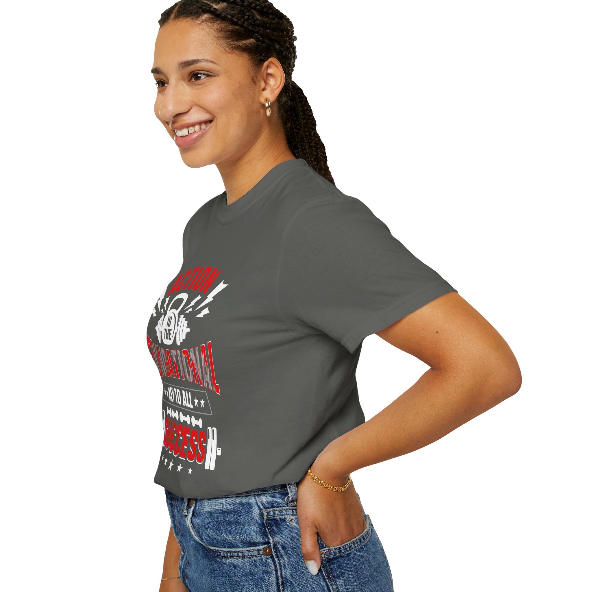 Action Is the Foundational Key to All Success T-Shirt – Motivational Fitness Graphic Tee for Discipline, Drive & Achievement. - Image 5
