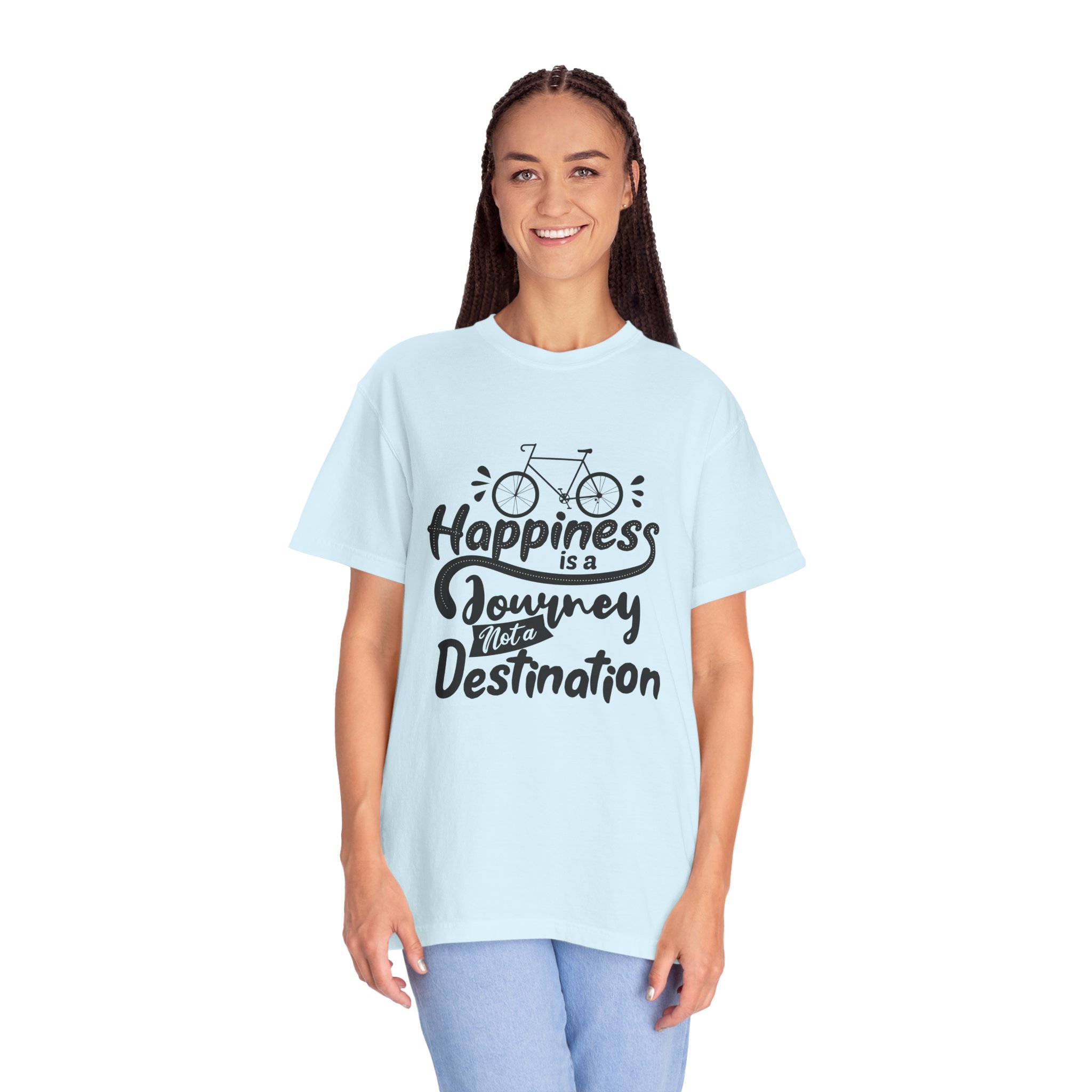 Inspirational T-Shirt, Happiness Journey Tee, Bike Lovers Gift, Casual Wear, Motivational Apparel, Adventure Clothing. - Image 3