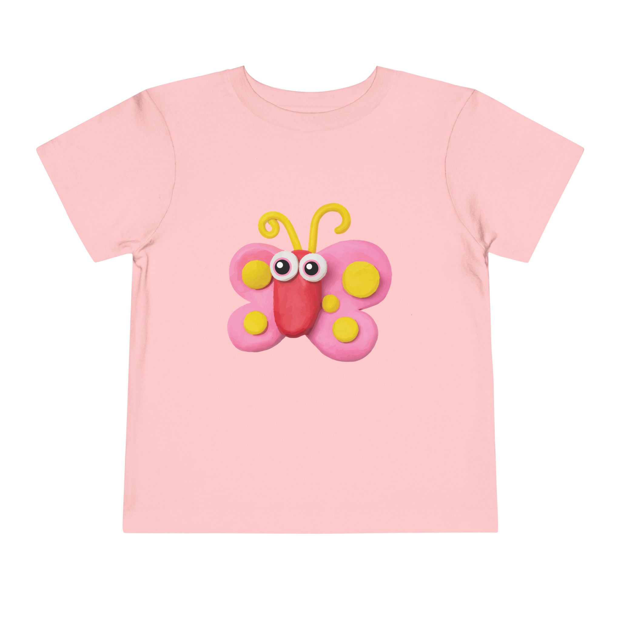 Cute Pink Clay Butterfly Toddler T-Shirt – Adorable Butterfly Graphic Tee for Kids, Boys & Girls. - Image 25