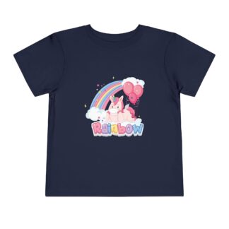 Cute Pink Bunny Rainbow Toddler T-Shirt – Adorable Rainbow Graphic Tee for Kids, Boys & Girls.