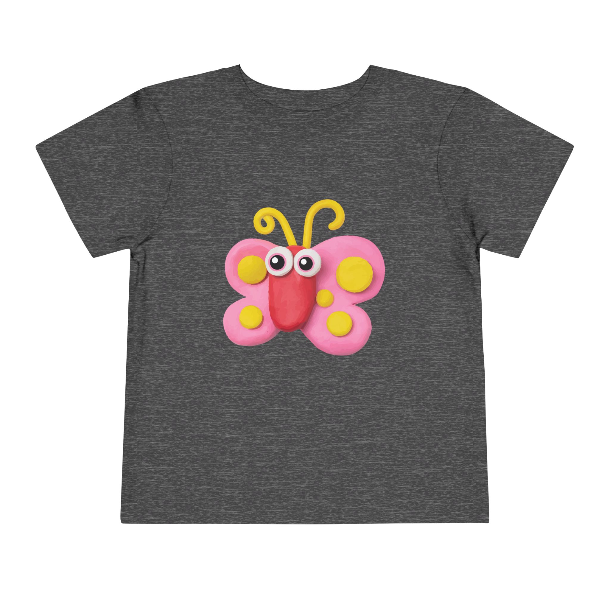 Cute Pink Clay Butterfly Toddler T-Shirt – Adorable Butterfly Graphic Tee for Kids, Boys & Girls. - Image 21