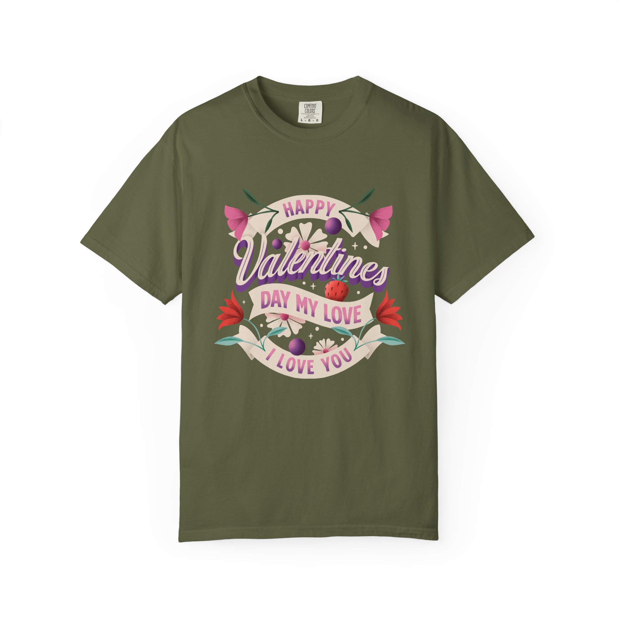 Valentine's Day Unisex T-Shirt, Cute Love Shirt, Garment Dyed Tee, Valentine's Gift, Couple's Apparel, Floral Design - Image 9