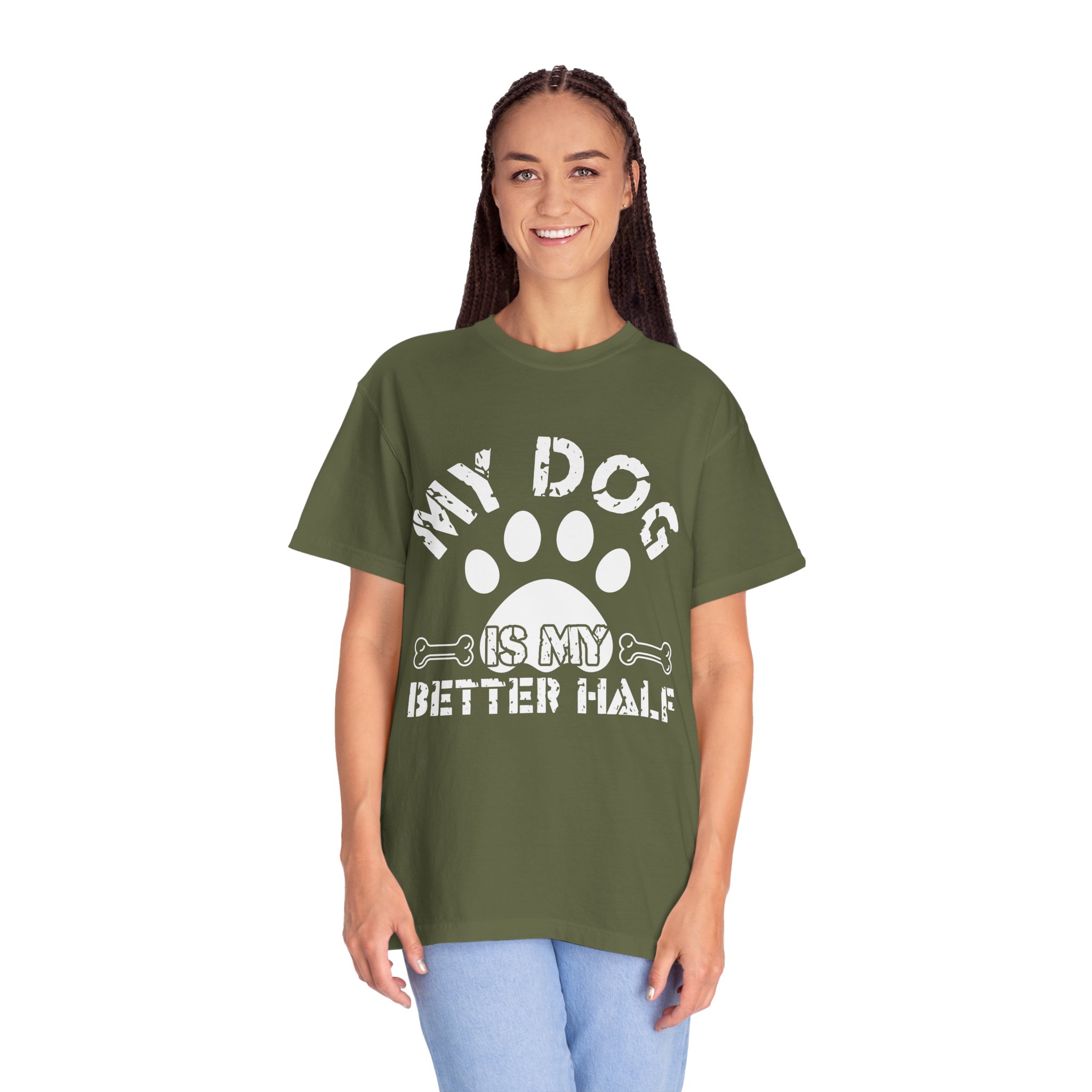Dog Lover T-Shirt — "My Dog Is My Better Half" Paw Print Tee. - Image 11