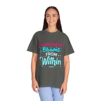 Inspirational quotes Tshirts for Self Love - Happiness Blooms From Within Unisex Tee - Image 11