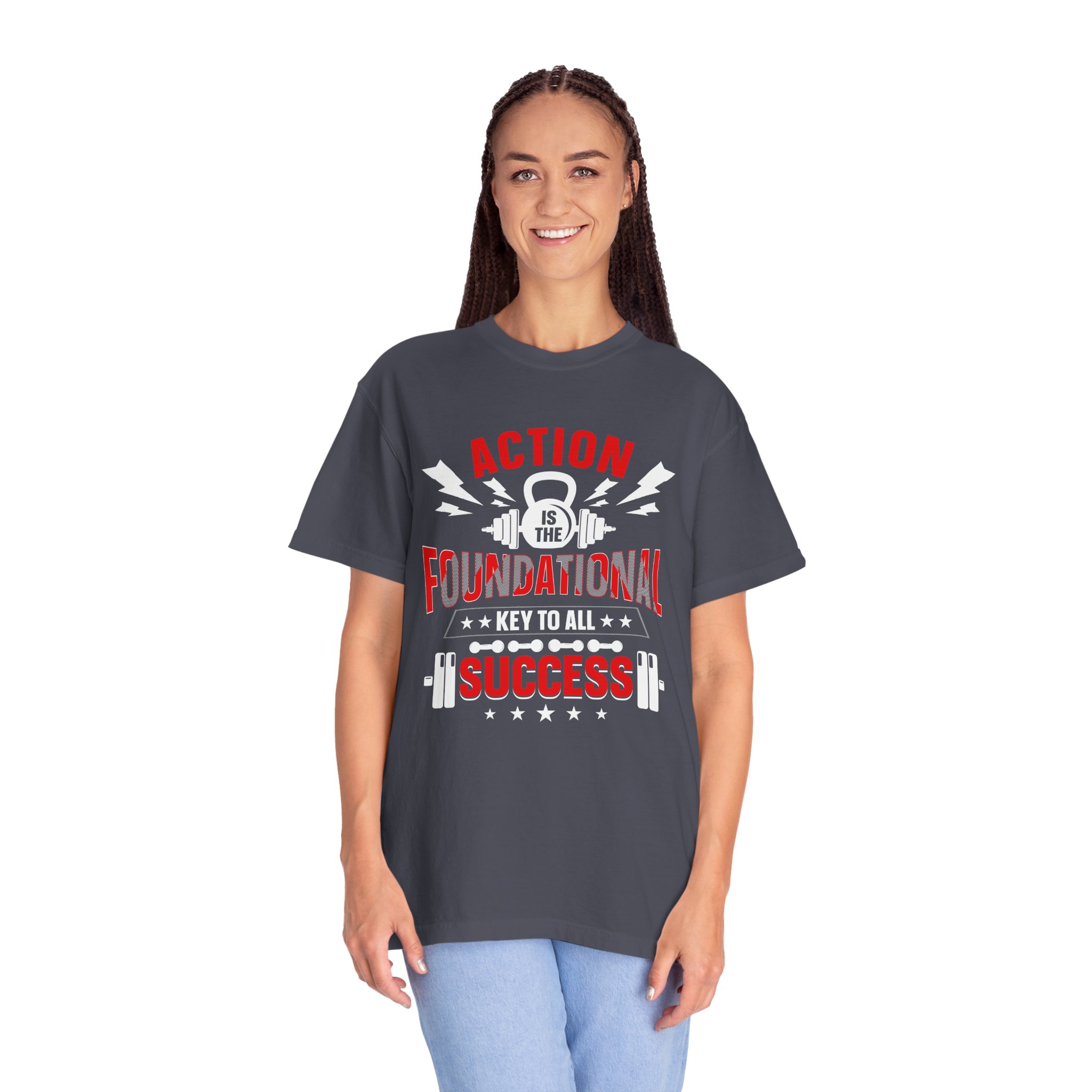 Action Is the Foundational Key to All Success T-Shirt – Motivational Fitness Graphic Tee for Discipline, Drive & Achievement. - Image 51