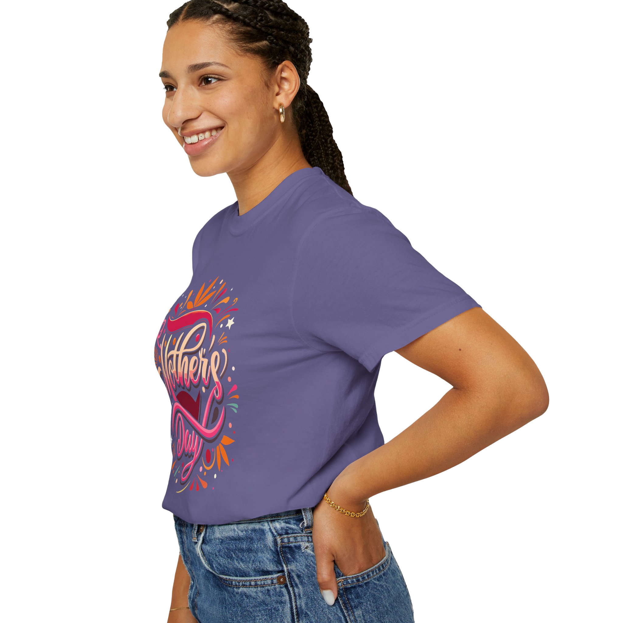 Mother's Day Garment-Dyed T-Shirt, Unisex Gift Tee, Floral Graphic Top, Casual Wear, Everyday Comfort. - Image 45