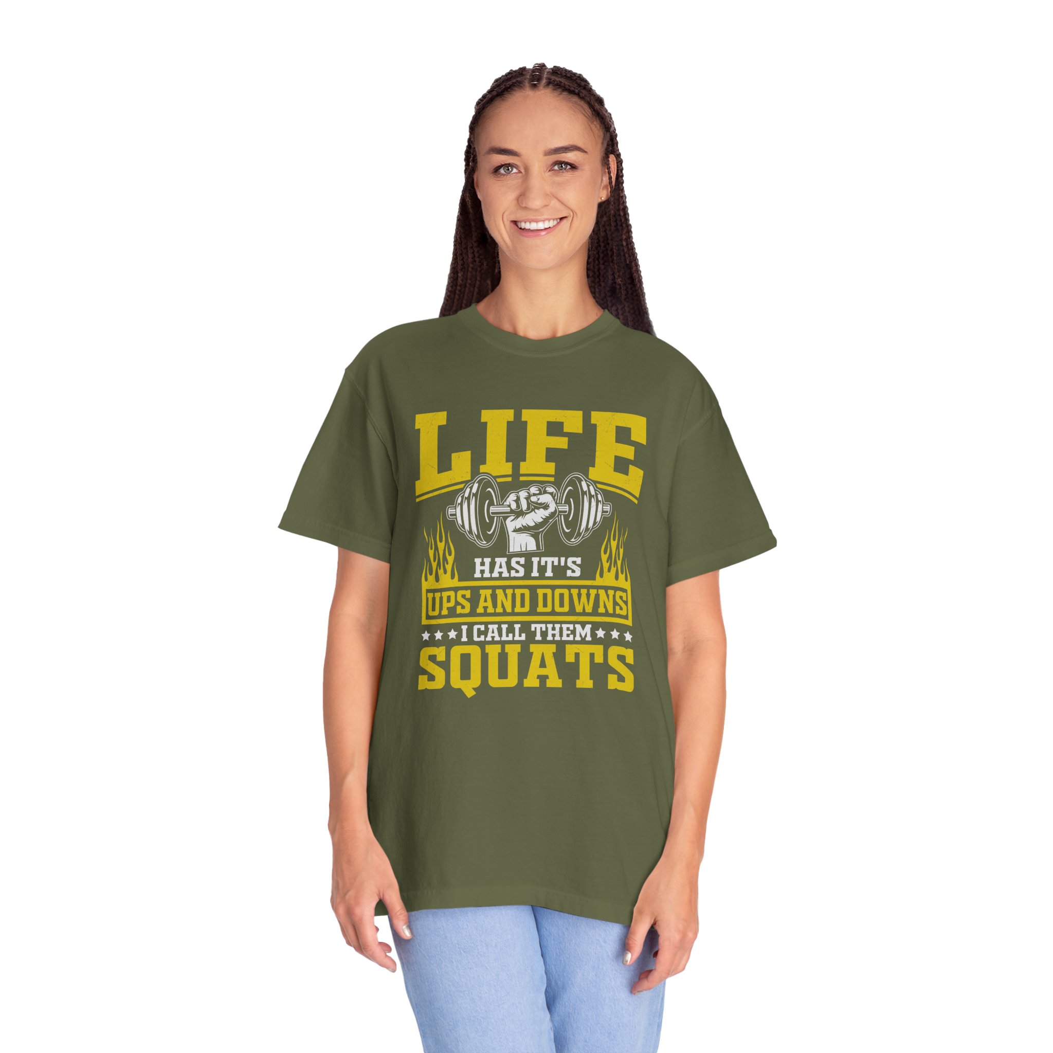 b2 - 6.10 - Life Has Its Ups and Downs I Call Them Squats T-Shirt – Funny Gym Graphic Tee for Fitness Humor & Leg Day Motivation. - Image 11
