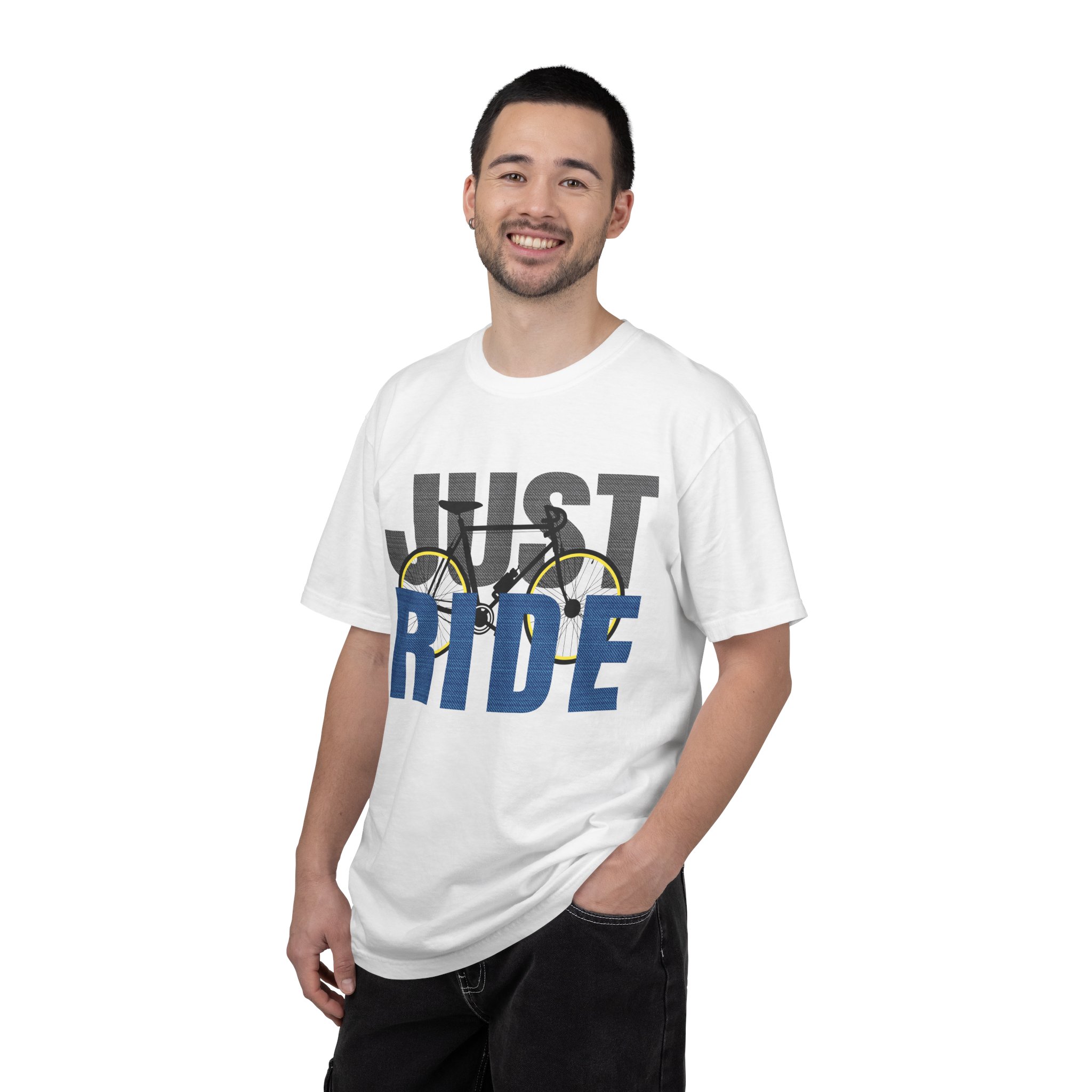 Unisex Cycling T-shirt, Just Ride Graphic Tee, Sporty Casual Wear, Cycling Gift, Active Lifestyle Apparel, Bike Lover Shirt. - Image 2