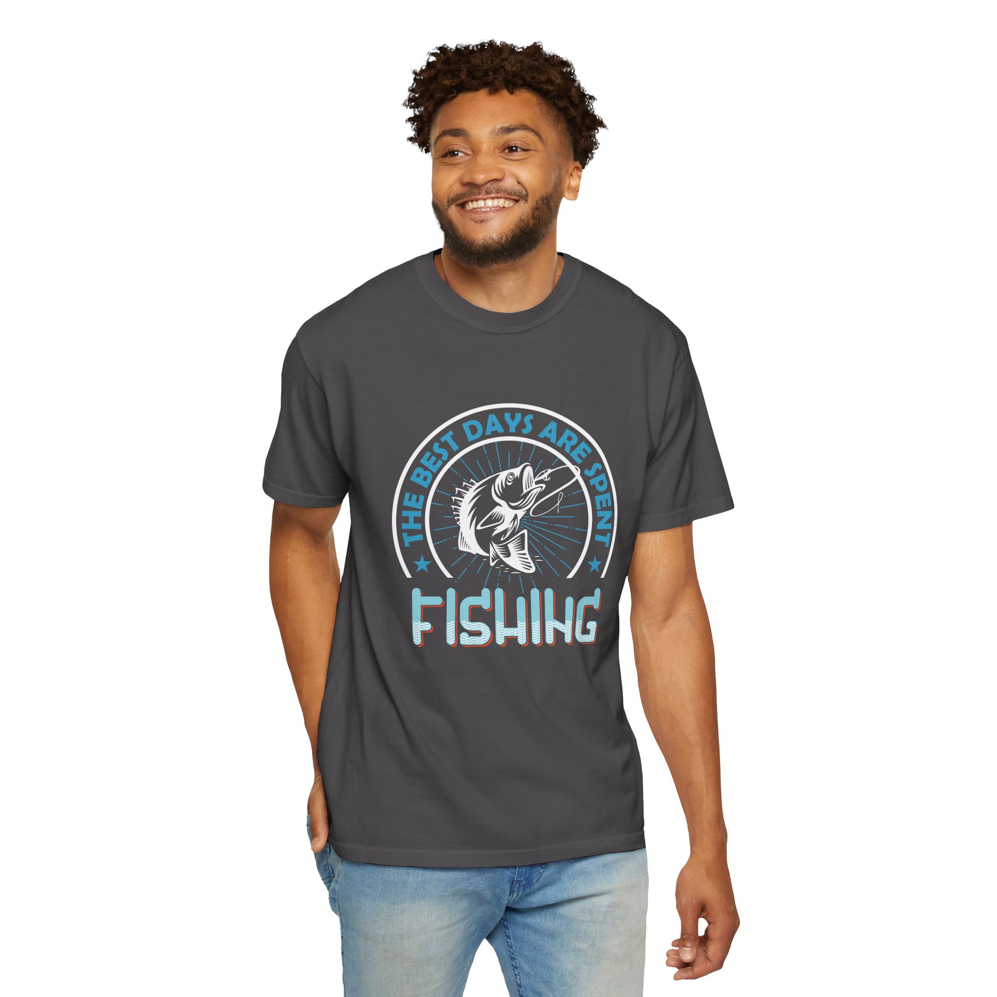 Fishing Enthusiast Garment-Dyed T-Shirt, Casual Wear, Gift for Dad, Outdoor Apparel, Eco-Friendly Fishing Shirt, Summer Fashion. - Image 6