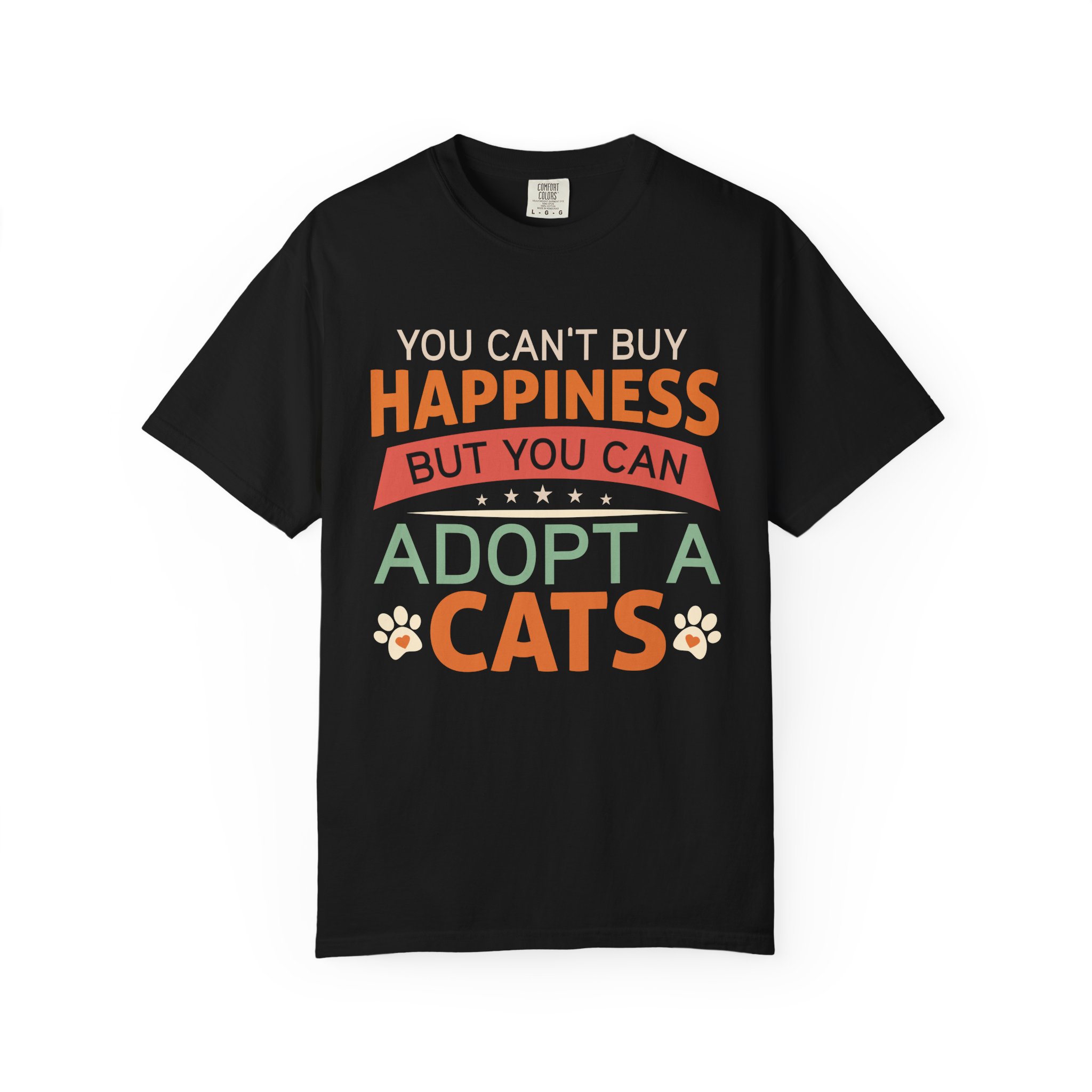 b2 - 5.16 - You Can’t Buy Happiness But You Can Adopt a Cat T-Shirt – Rescue Cat Lover Graphic Tee for Adoption Awareness & Heartwarming Pet Vibes.