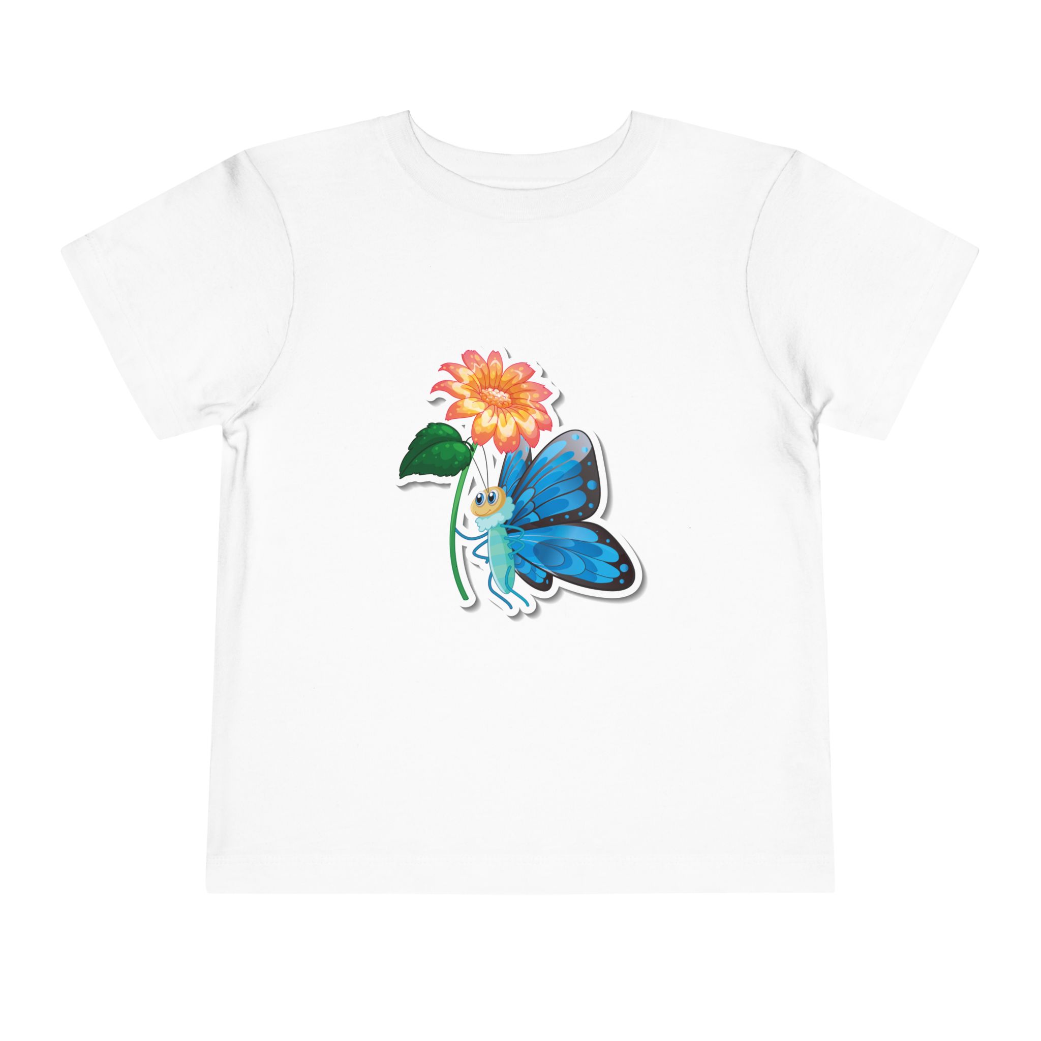 Blue Butterfly & Flower Toddler T-Shirt – Cute Nature Graphic Tee for Kids, Boys & Girls. - Image 5