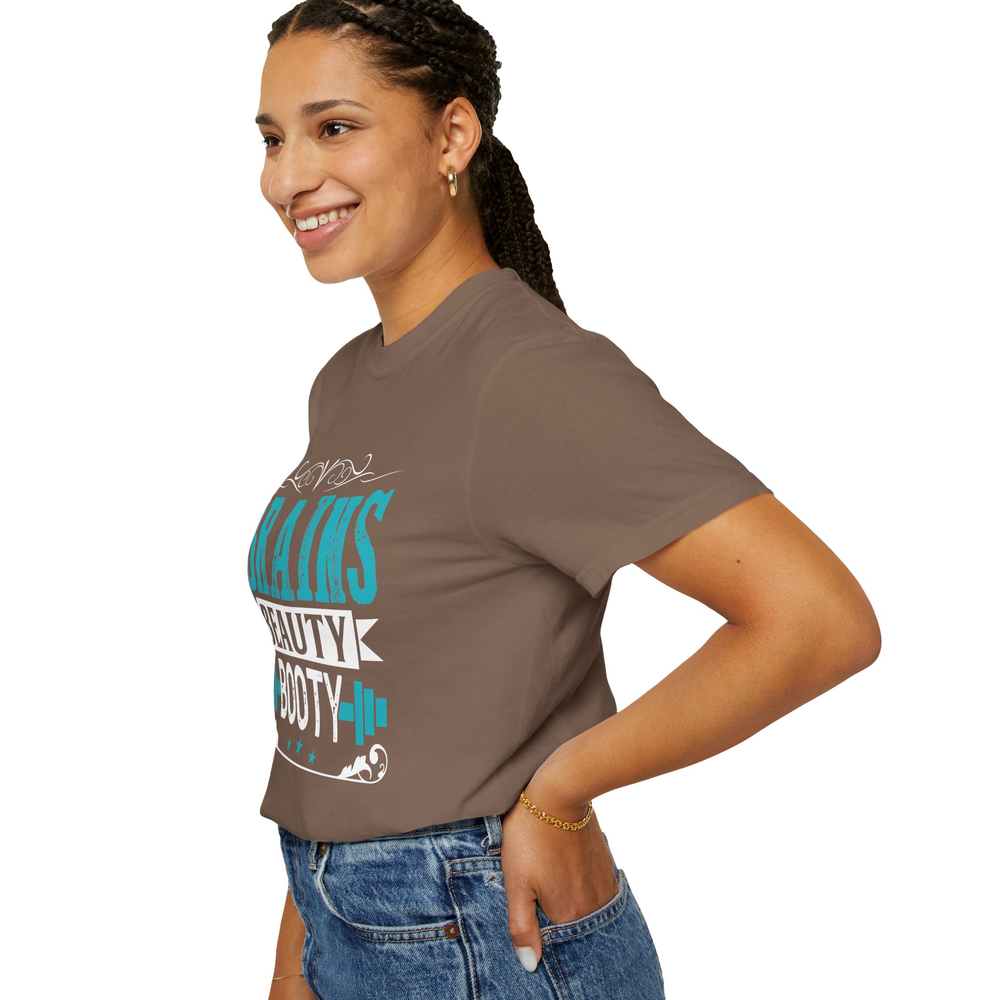 b2 - 6.12 - Brains Beauty Booty T-Shirt – Motivational Fitness Graphic Tee for Confidence, Strength & Empowered Style. - Image 13