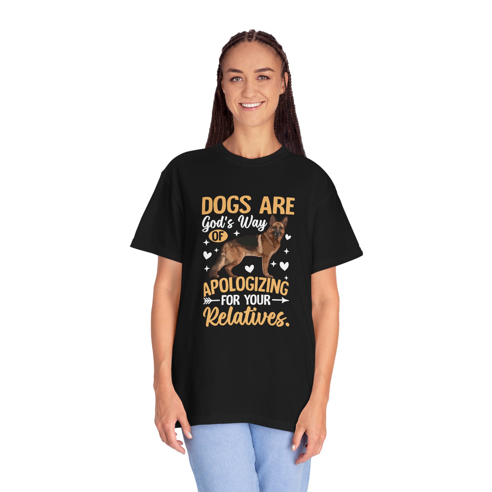 b2 - 4.1 - Dogs Are God’s Way of Apologizing for Your Relatives T-Shirt – Funny Dog Lover Graphic Tee for Humor, Pet Lovers & Playful Vibes. - Image 3