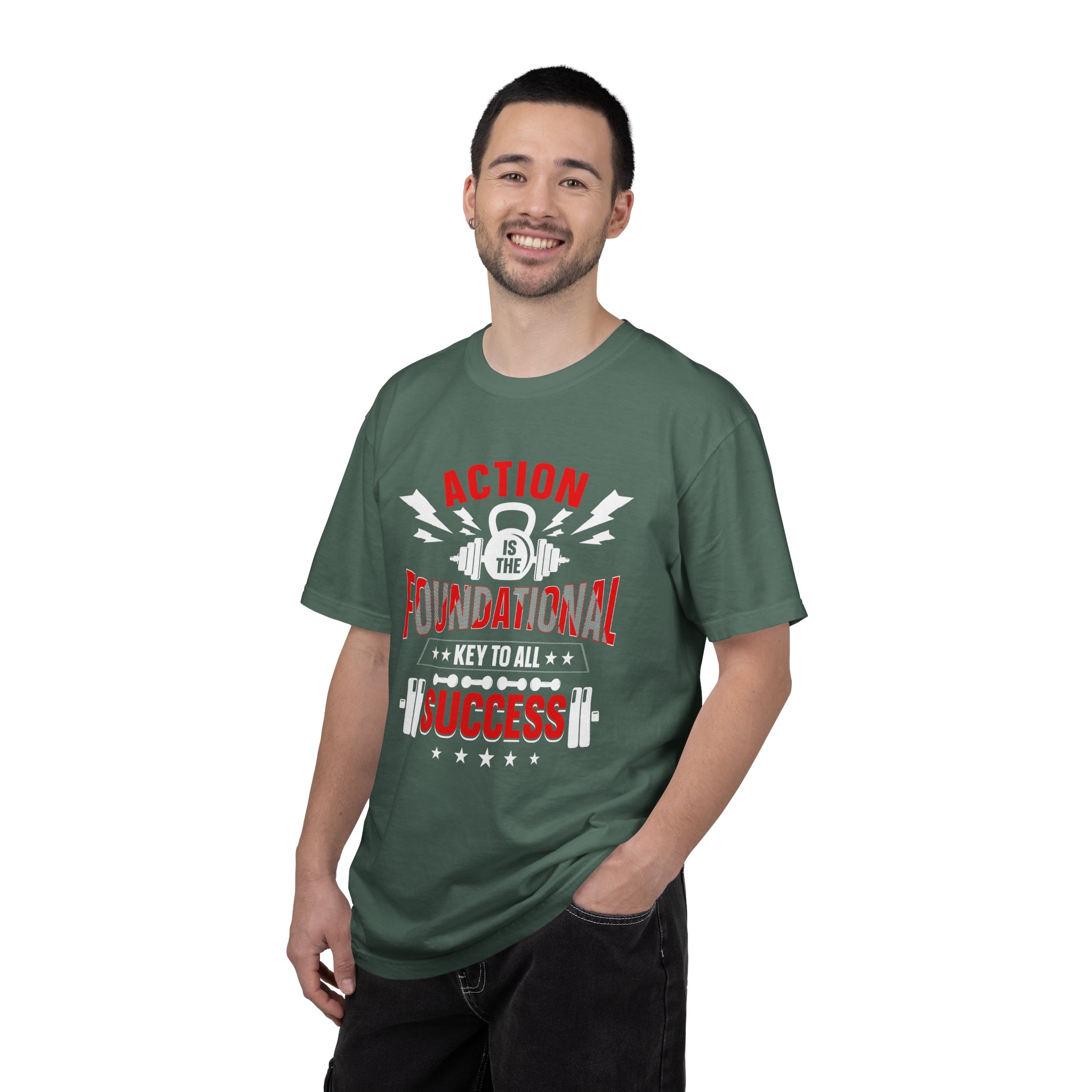 Action Is the Foundational Key to All Success T-Shirt – Motivational Fitness Graphic Tee for Discipline, Drive & Achievement. - Image 10