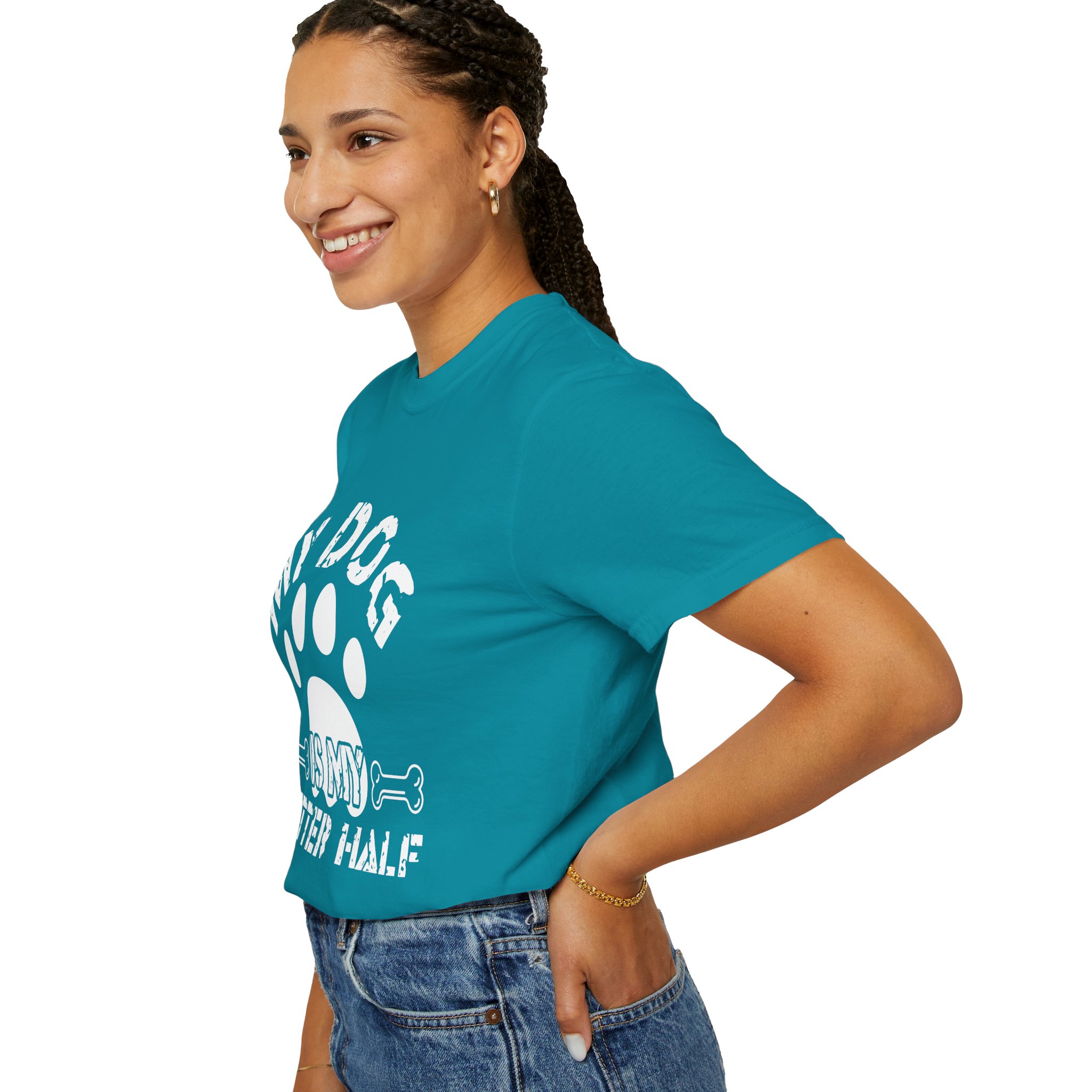 Dog Lover T-Shirt — "My Dog Is My Better Half" Paw Print Tee. - Image 21