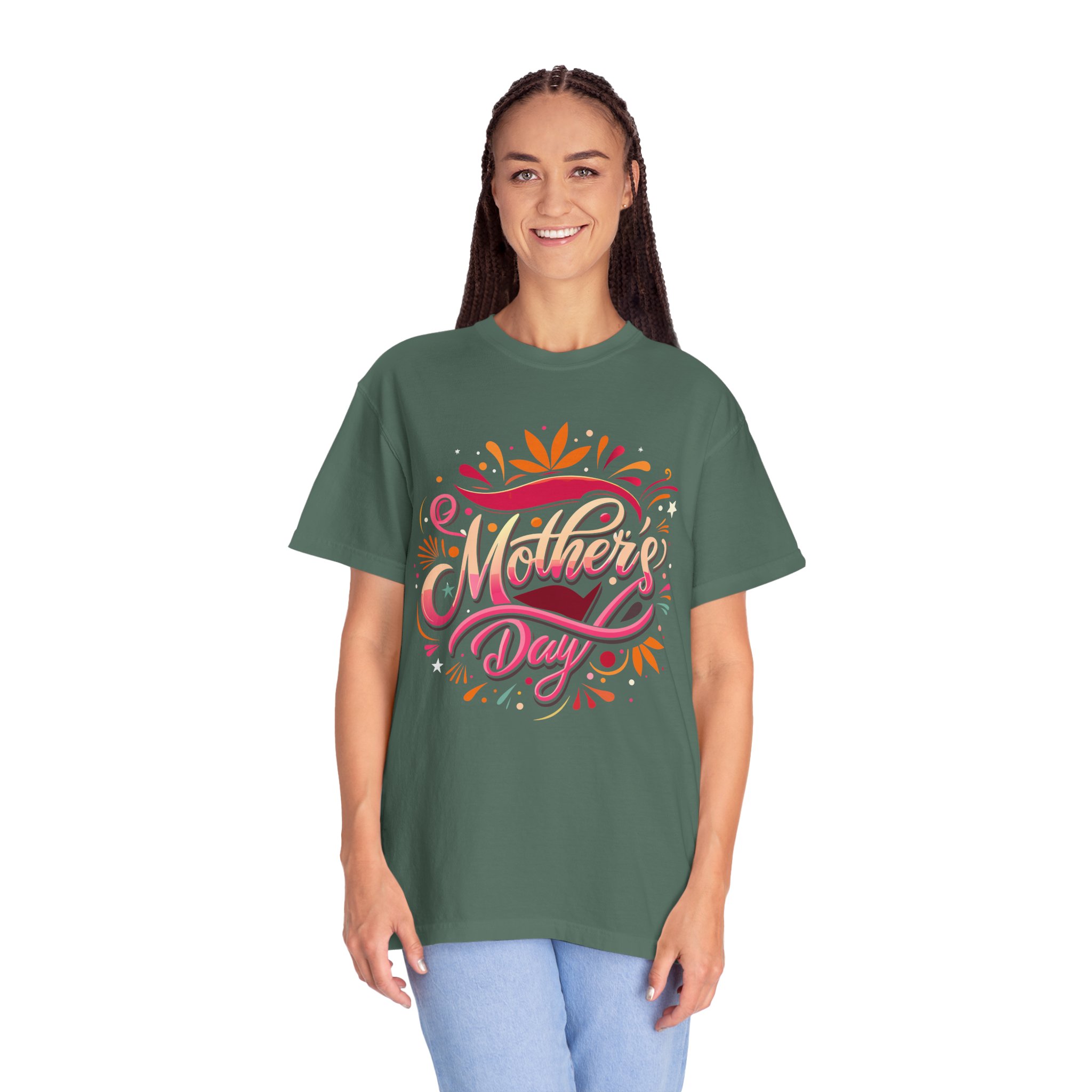 Mother's Day Garment-Dyed T-Shirt, Unisex Gift Tee, Floral Graphic Top, Casual Wear, Everyday Comfort. - Image 11