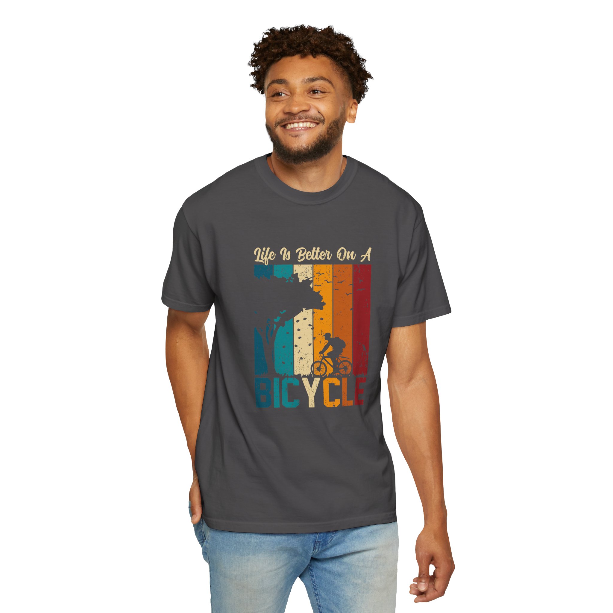 Bicycle Adventure T-Shirt, Unisex Garment-Dyed Tee for Cycling Enthusiasts, Perfect Gift for Riders, Eco-Friendly Apparel, Summer Outing Top. - Image 14