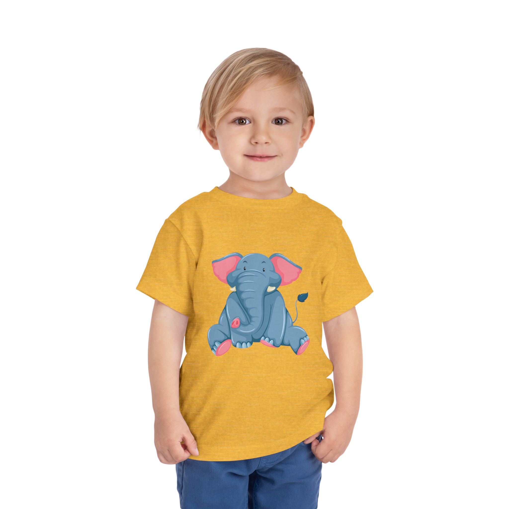 Cute Baby Elephant Toddler T-Shirt – Adorable Pink & Blue Elephant Graphic Tee for Kids, Boys & Girls. - Image 3