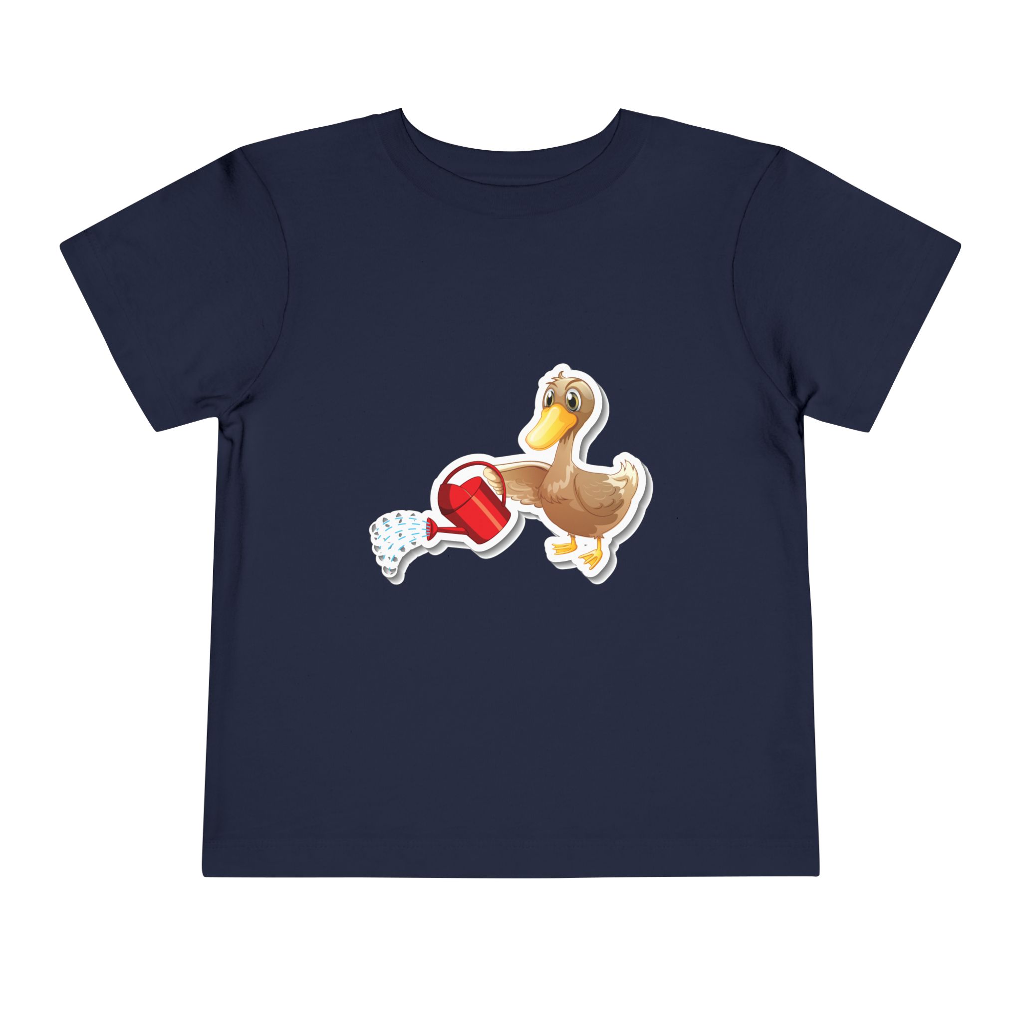 Cute Duck with Watering Can Toddler T-Shirt – Adorable Garden Animal Graphic Tee for Kids, Boys & Girls.
