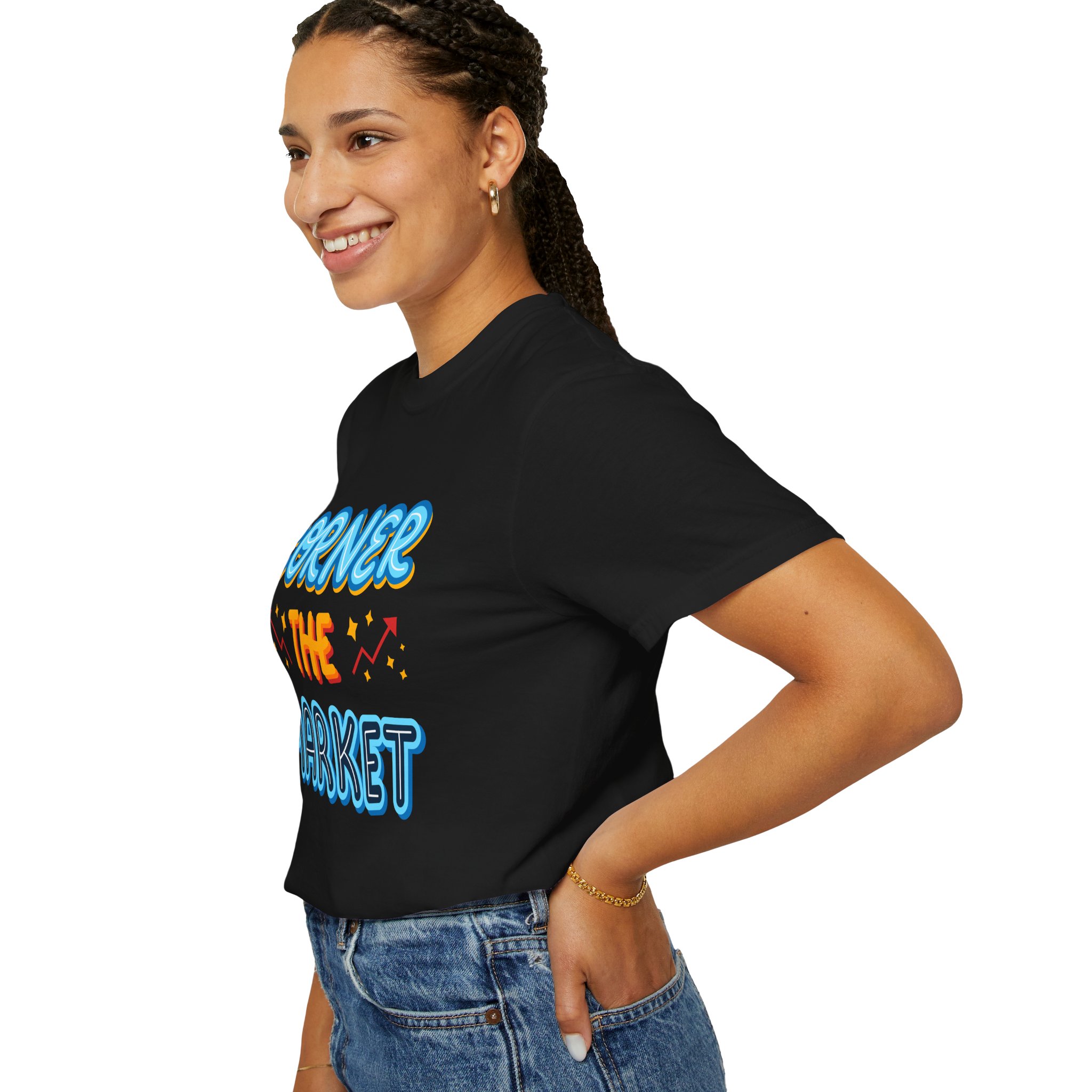 b2 - 2.8c - Corner the Market T-Shirt – Retro Neon Graphic Tee for Ambition, Hustle & Bold Business Vibes. - Image 5