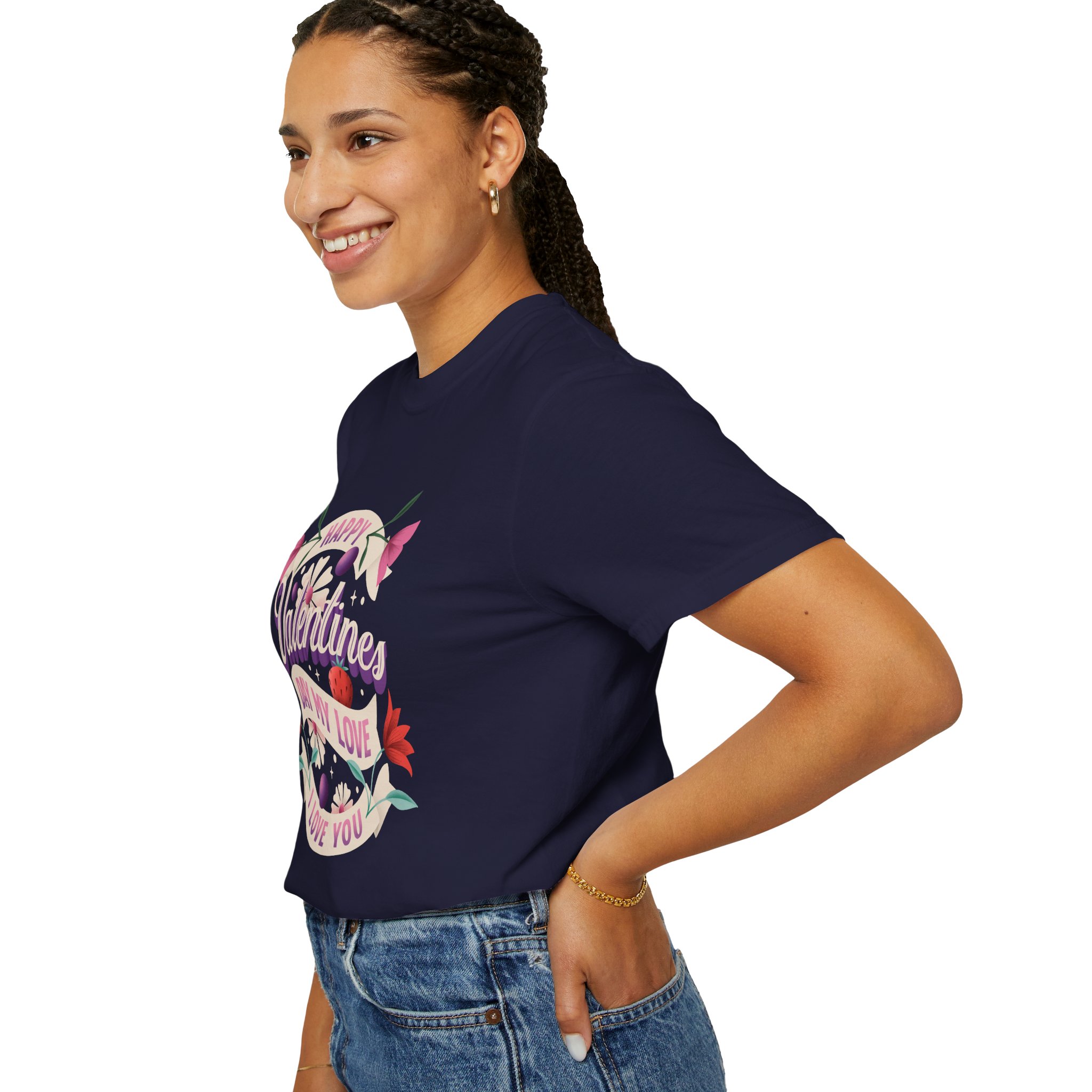 Valentine's Day Unisex T-Shirt, Cute Love Shirt, Garment Dyed Tee, Valentine's Gift, Couple's Apparel, Floral Design - Image 29