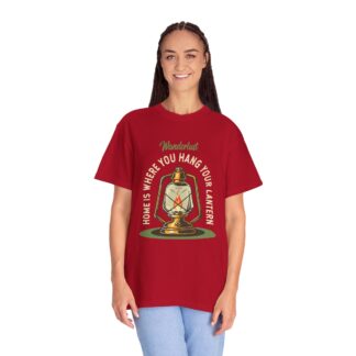 “Home Is Where You Hang Your Lantern” T-Shirt – Vintage Camping Graphic Tee for Outdoor Lovers, Fun Adventure Wear & Perfect Gift Giving. - Image 3