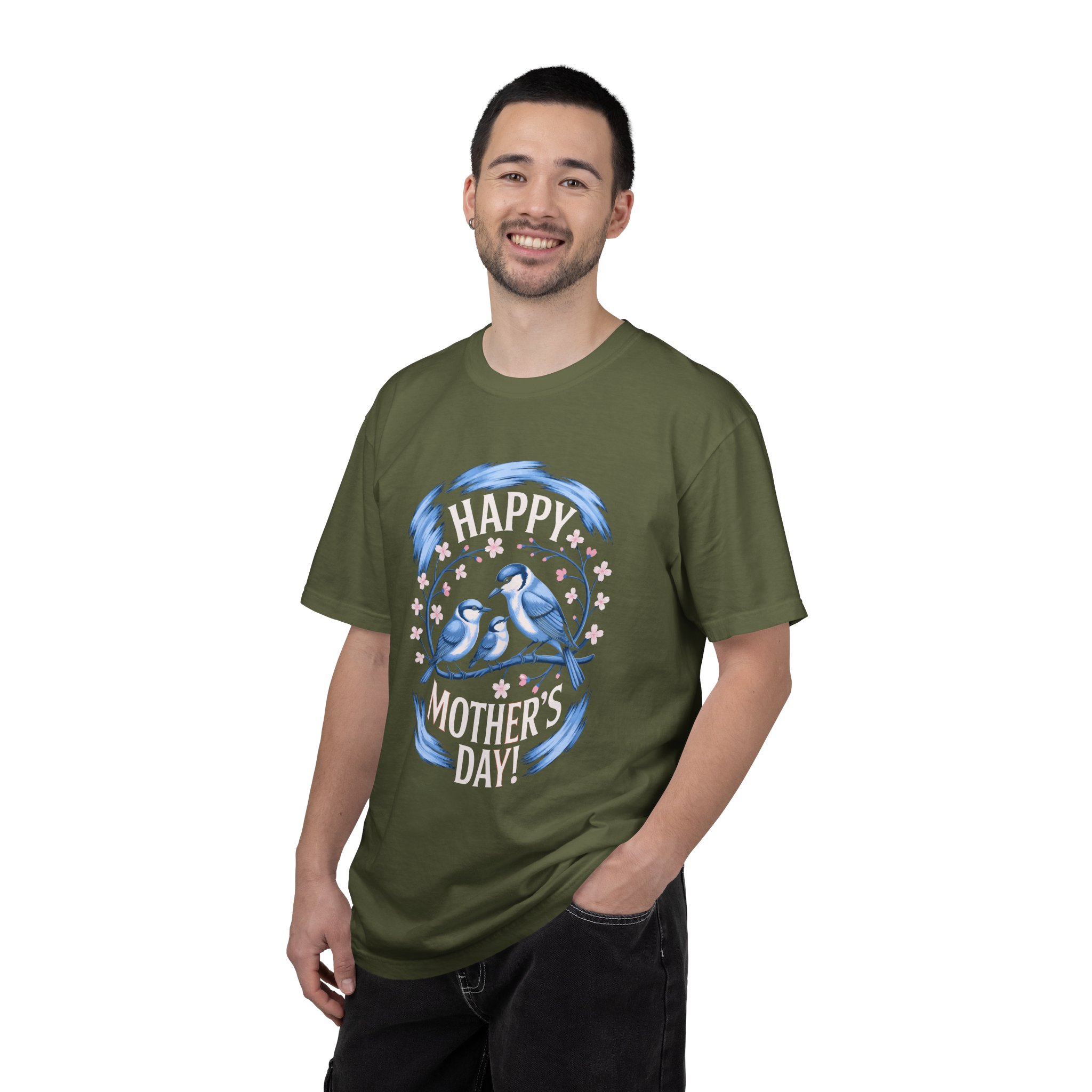 Happy Mother's Day Unisex T-Shirt, Garment-Dyed Tee, Gift for Mom, Spring Fashion, Bird Design Shirt, Casual Wear, Unique Gift Idea. - Image 18