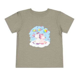 Cute Unicorn Friends on Cloud Toddler T-Shirt – Adorable Birthday Graphic Tee for Kids, Boys & Girls.