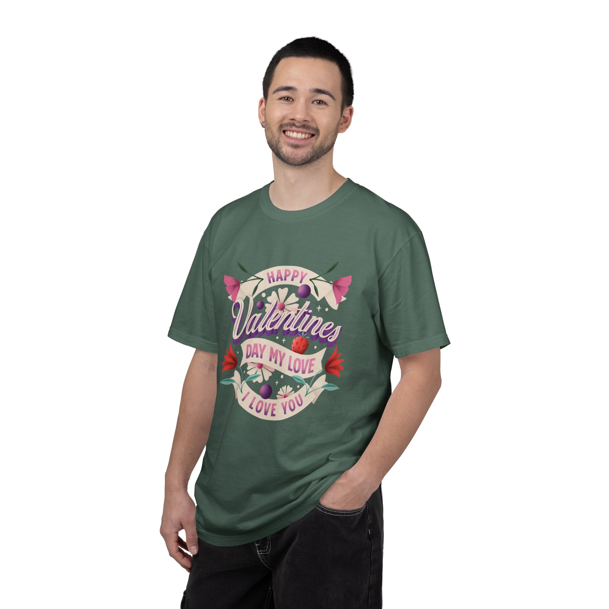 Valentine's Day Unisex T-Shirt, Cute Love Shirt, Garment Dyed Tee, Valentine's Gift, Couple's Apparel, Floral Design - Image 18