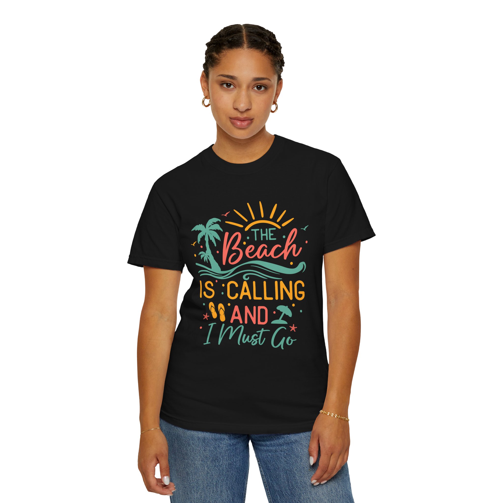C - 13.4 - Beach-Themed Garment-Dyed T-Shirt, Summer Tee, Vacation Shirt, Gift for Beach Lovers, Casual Wear, Fun Summer Outfit. - Image 20