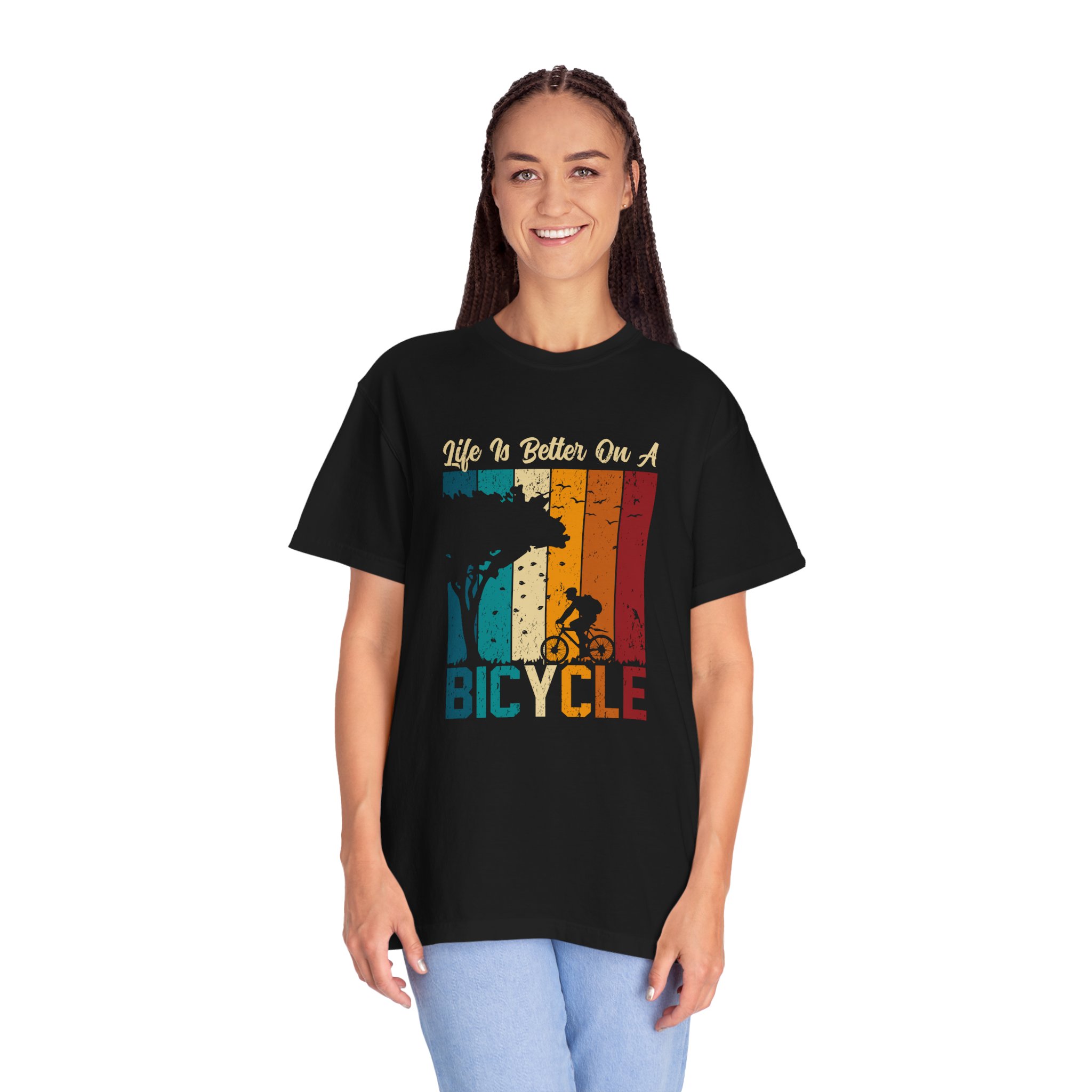 Bicycle Adventure T-Shirt, Unisex Garment-Dyed Tee for Cycling Enthusiasts, Perfect Gift for Riders, Eco-Friendly Apparel, Summer Outing Top. - Image 19