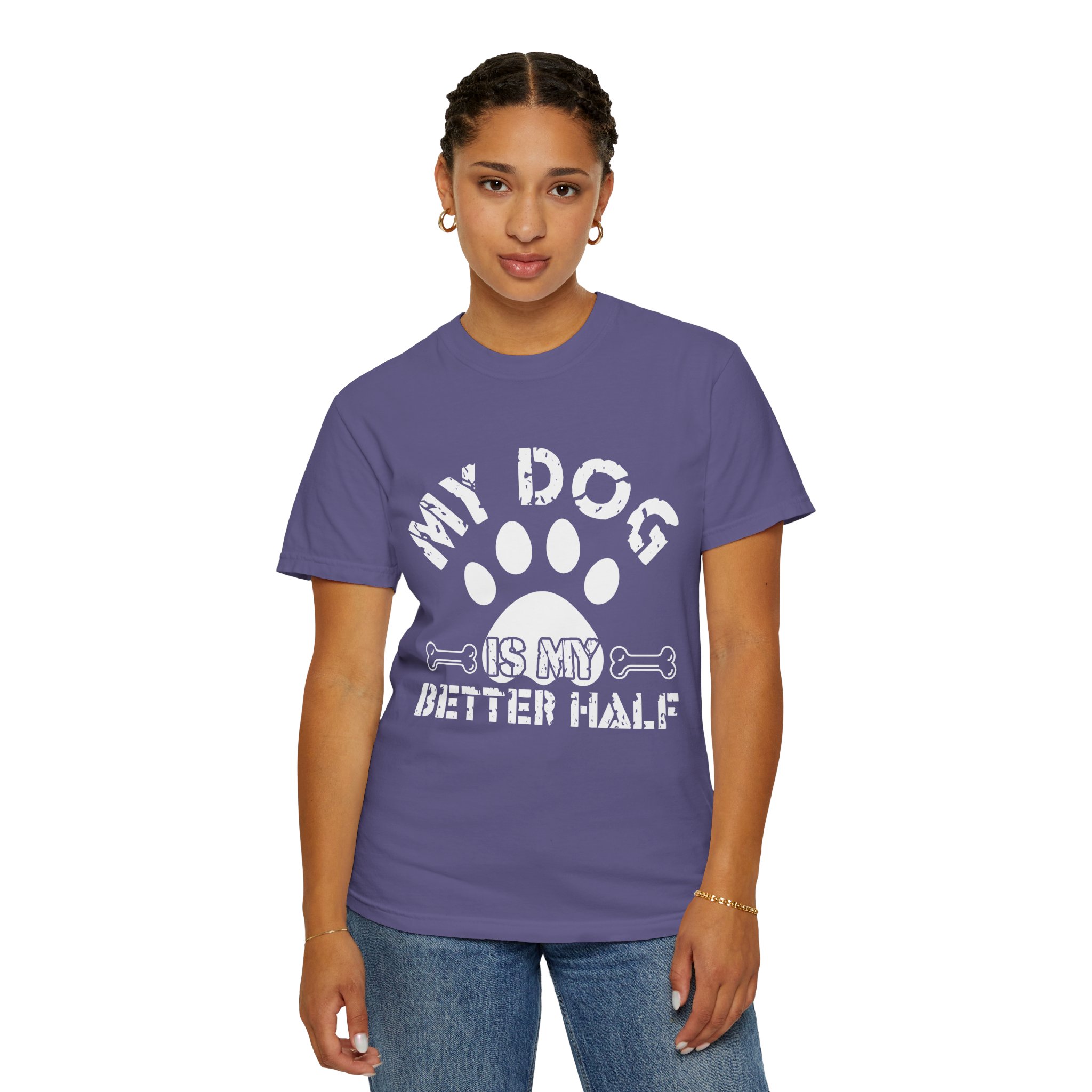 Dog Lover T-Shirt — "My Dog Is My Better Half" Paw Print Tee. - Image 44