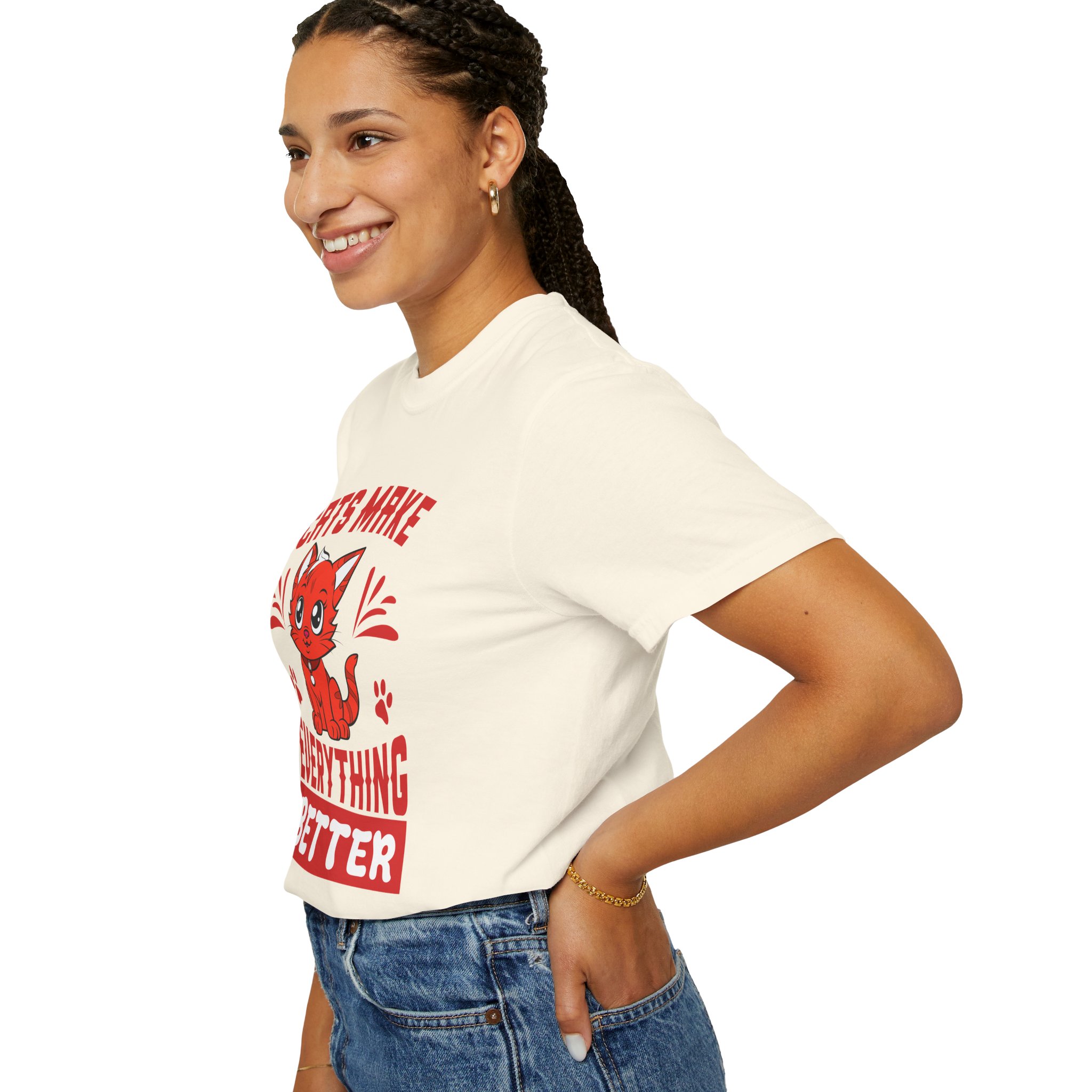 Cats Make Everything Better T-Shirt — Cute Red Kitten Graphic Tee for Cat Lovers, - Image 13